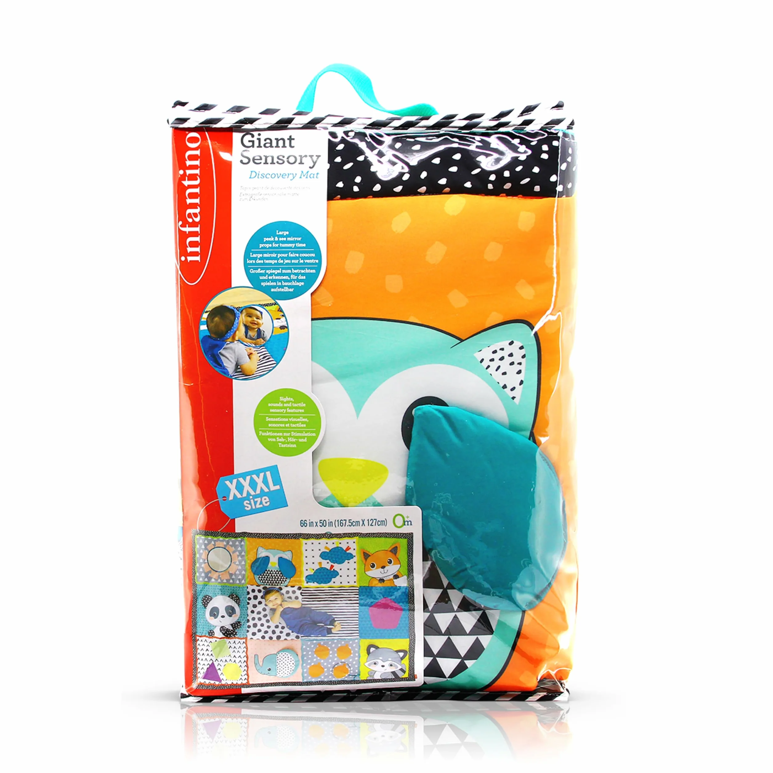 Infantino - Tapete Gigante Plegable Fold & Go - Alfombra Bebe Acolchada Plegable - Portátil - Estimula los Sentidos - Favorece el Desarrollo Motor y Cognitivo - Alfombra Para Bebés y Niños Pequeños