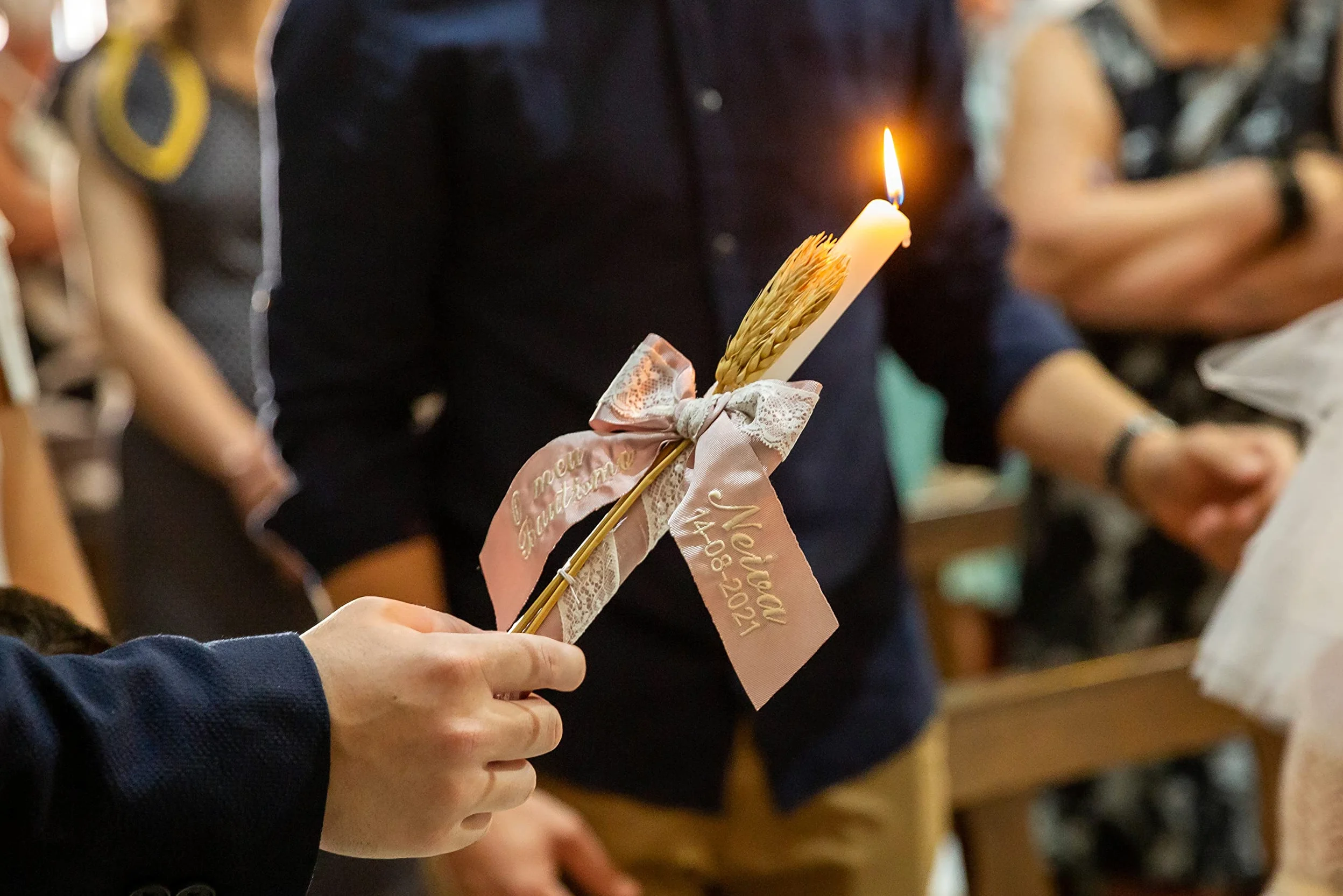 Vela para Bautizo - Vela Bautismal – Candela de Bautizo decorada - Cirio Sacramental - Modelo París – Celeste- Nenel