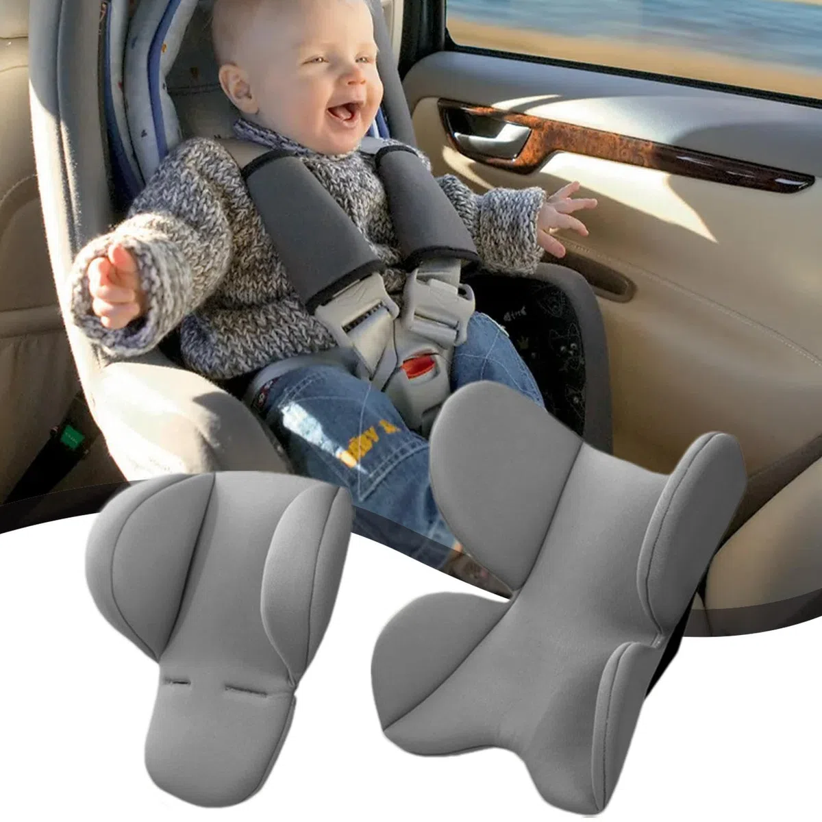 Inserto para asiento de coche de bebé, cojín de cochecito de bebé, almohadillas para asiento de cabeza, cuello, reposacabezas de apoyo corporal, soporte para cabeza y cuerpo para