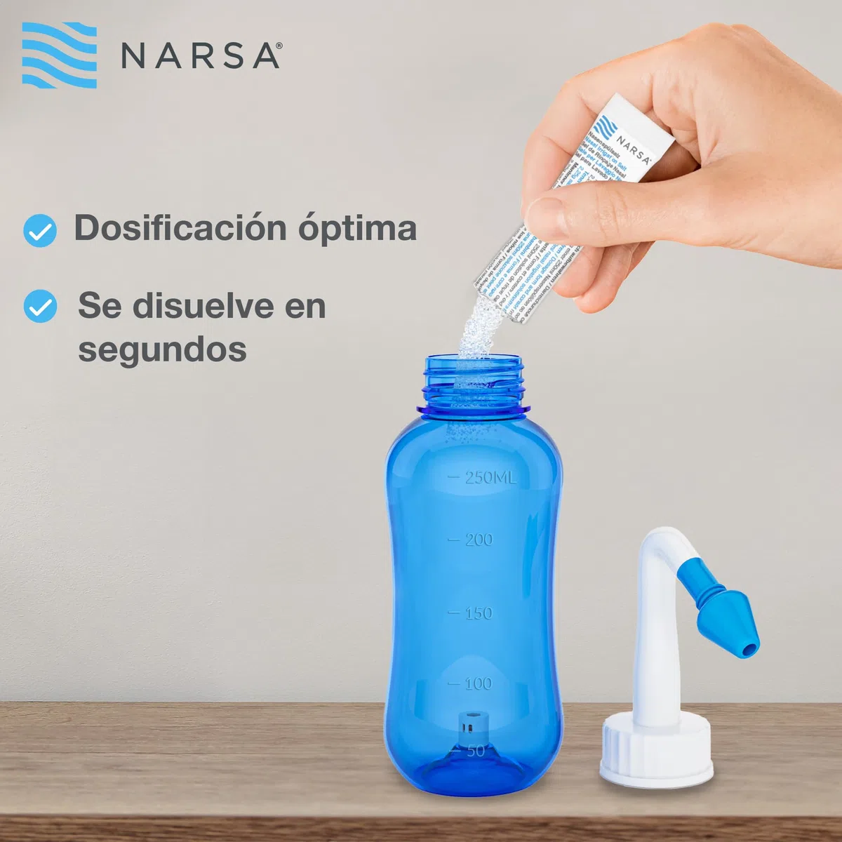 NARSA Set de lavado nasal con 30x sal lavado nasal · Para Aliviar la Congestión Nasal Causada por las Alergias, Infecciones, Polen y Impurezas