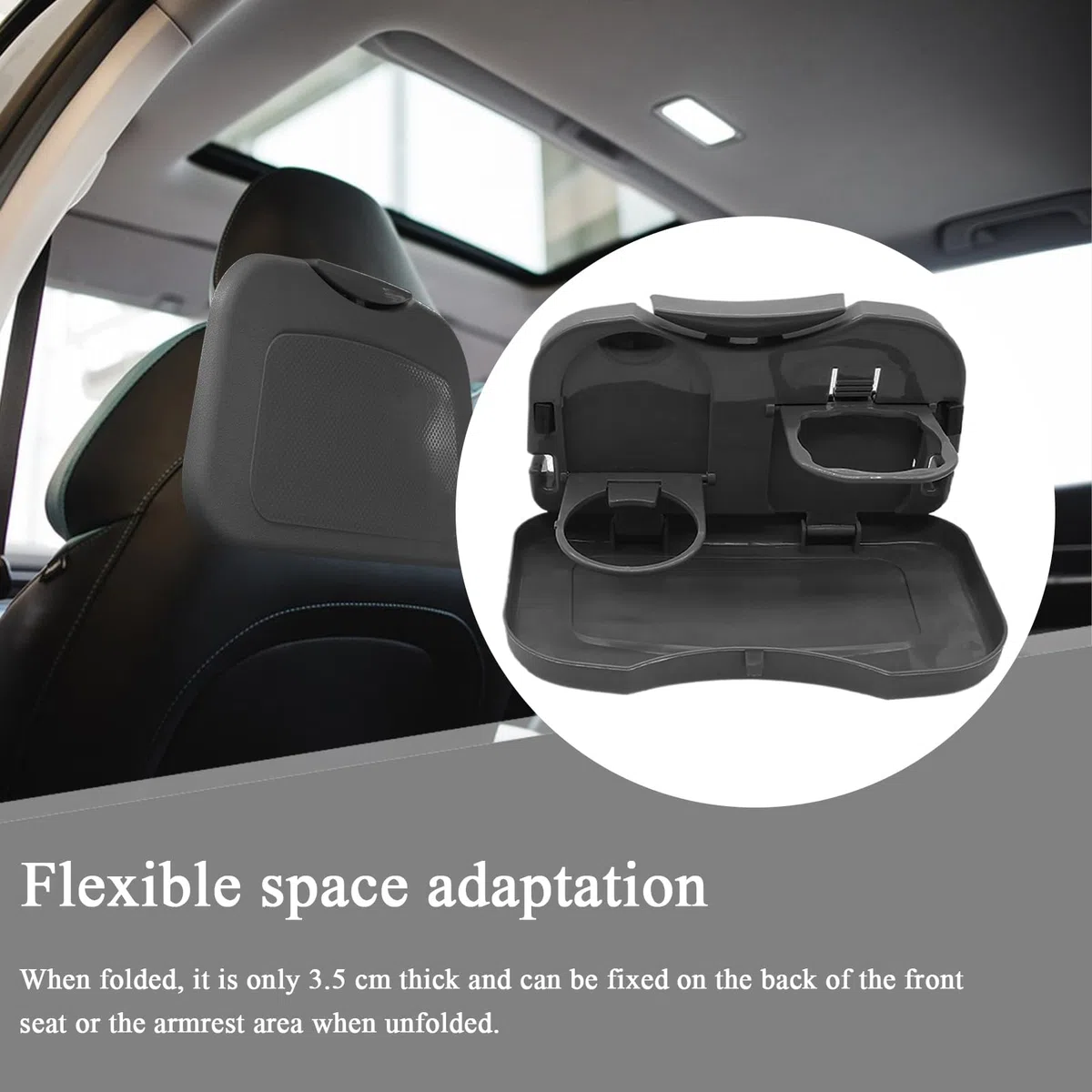 Bandeja Mesa para Asiento De Coche - Mesa Plegable para Coche con Portavasos - Portátil para Portátil Comer Trabajar Viaje Niños Adultos