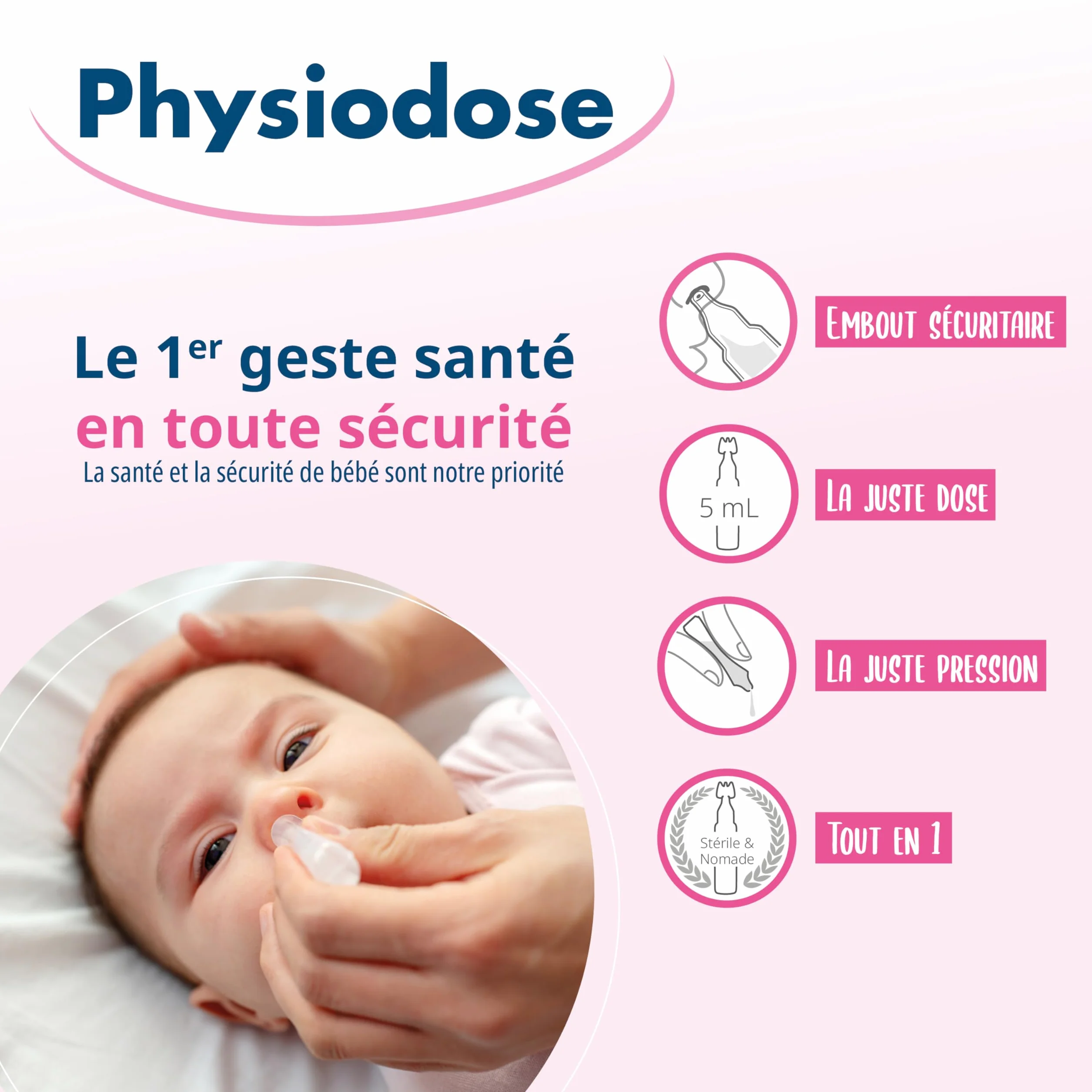 PHYSIODOSE Suero Fisiológico Monodosis Bebé – Pack de 4 Cajas con 40 Unidosis de 5 ml – Para Lavado Nasal, Ocular y Limpieza de Heridas, Estéril y Sin Conservantes