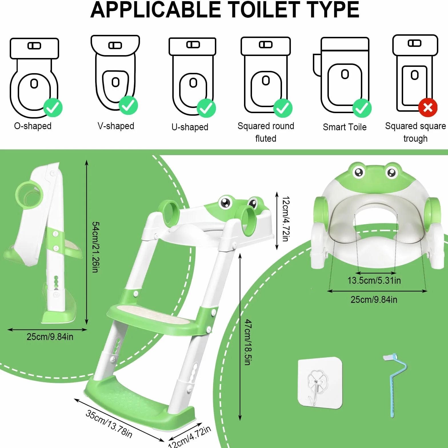 Adaptador WC Niños con Escalera,Inodoro de Entrenamiento 2 en 1 para Niños,Portatil Orinal Asiento Baño Inodoro,Plegable Portatil Infantil Asiento Inodoro para Niños y Niñas