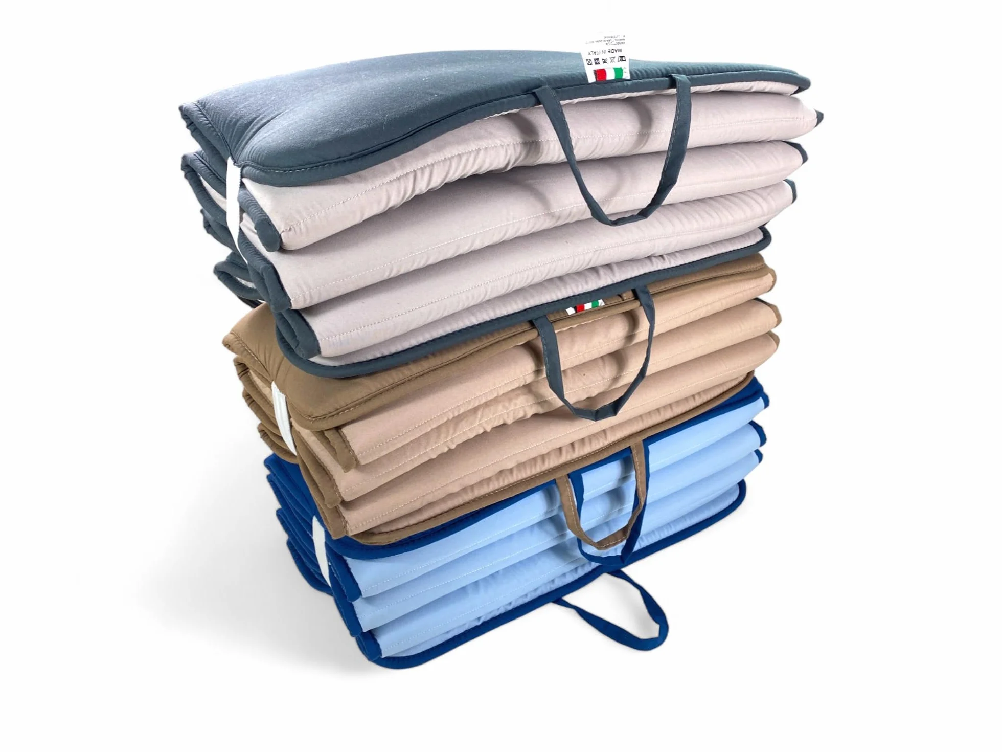 Tex family Colchón plegable para tumbona de playa, piscina, reversible, 52 x 200 cm y grosor 2 cm, con asas, color beige y gris