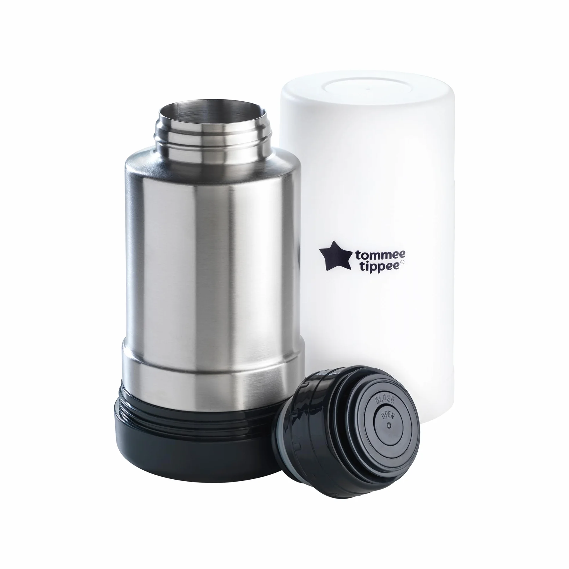Tommee Tippee Closer to Nature Calienta Biberones Portátil, Ideal Para Viajar, Aislamiento Térmico, Termo de Acero Inoxidable, Tapa Antigoteo