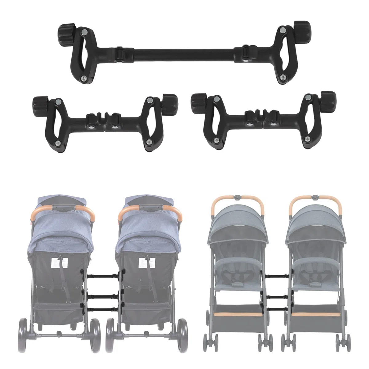 Conectores para cochecito de bebé, 3 piezas de cochecito de bebé, universal, ajustable, conector para gemelos