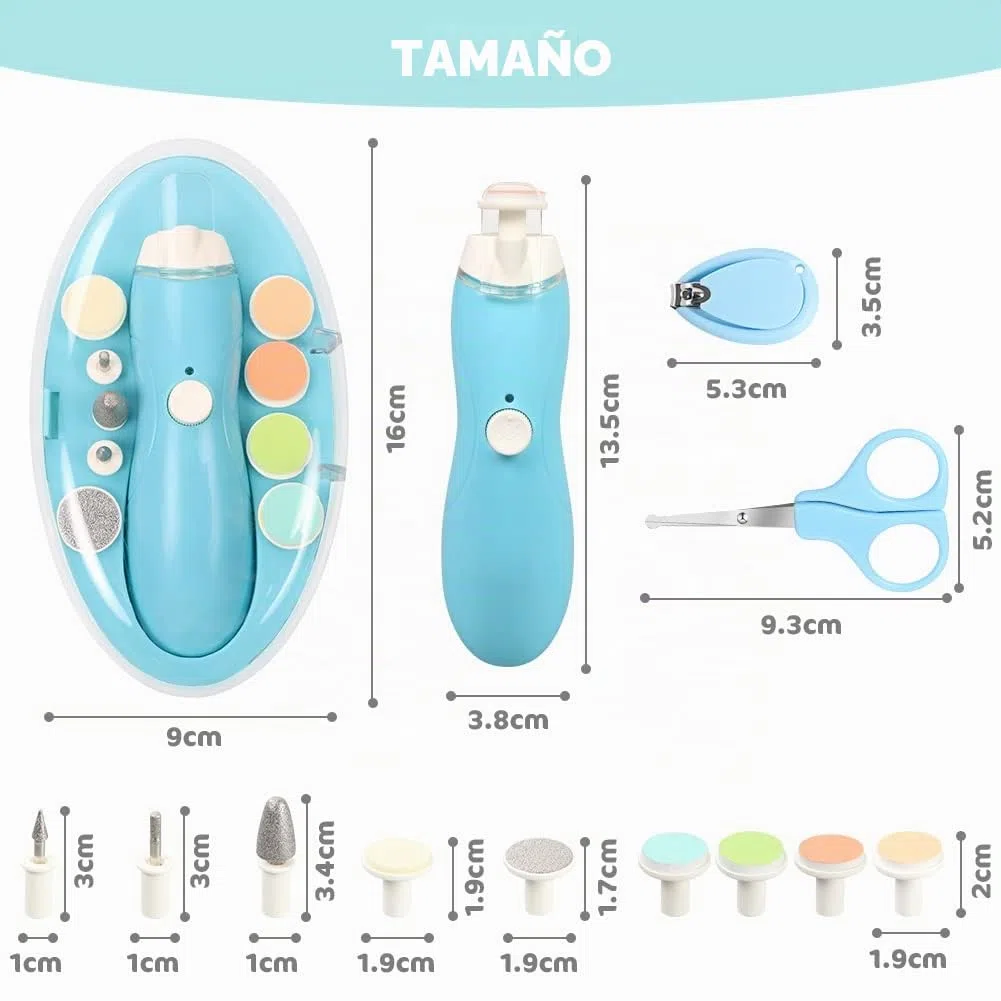 Vicloon Eléctrico Lima de Uñas del Bebé,14 en 1 Uñas Bebé Recién Nacido,Cortadora de Uñas Eléctrica para Bebés con Luz LED 9 Cabezales de Molienda Segura Recargable para Bebés, Niños Pequeños, Mujeres
