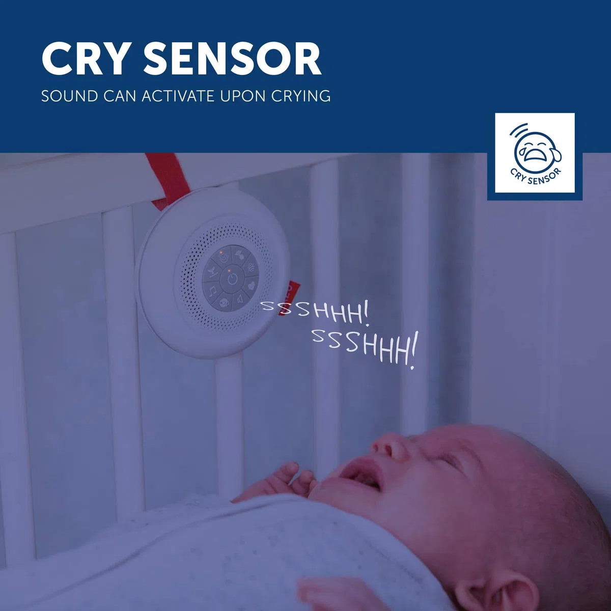 ZAZU Suzy The Baby Shusher - Ayuda para dormir y chupete para bebés | 7 melodías relajantes incluyendo latidos del corazón y ruido blanco | Máquina de sonido sobre la marcha con sensor de llanto |