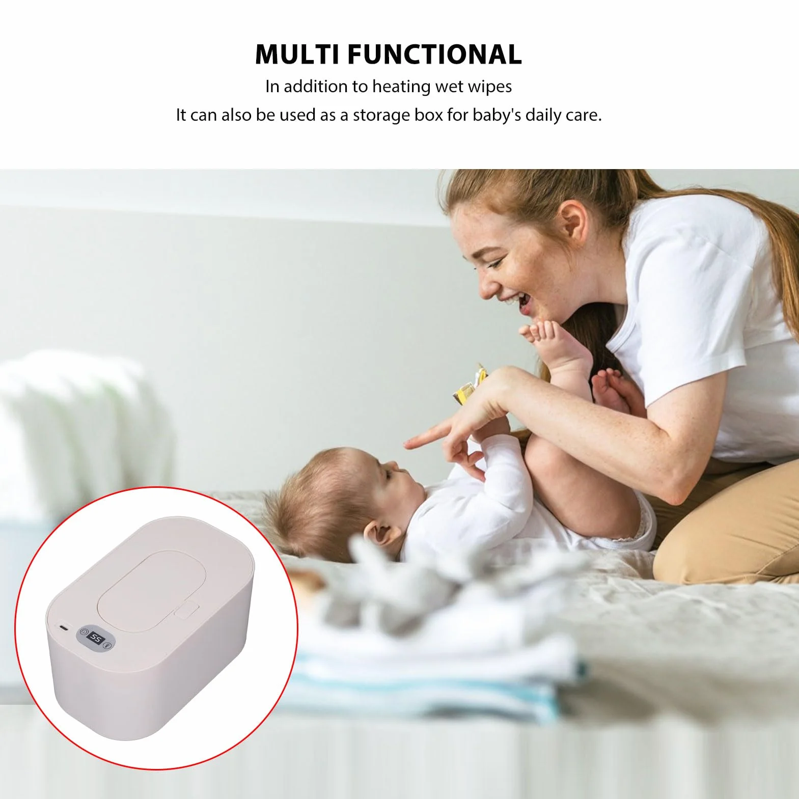 Calentador de toallita para bebés rápido, calentamiento constante temperatura de limpieza húmeda Dispensador USB Calentador portátil alimentado para recién nacidos Material de