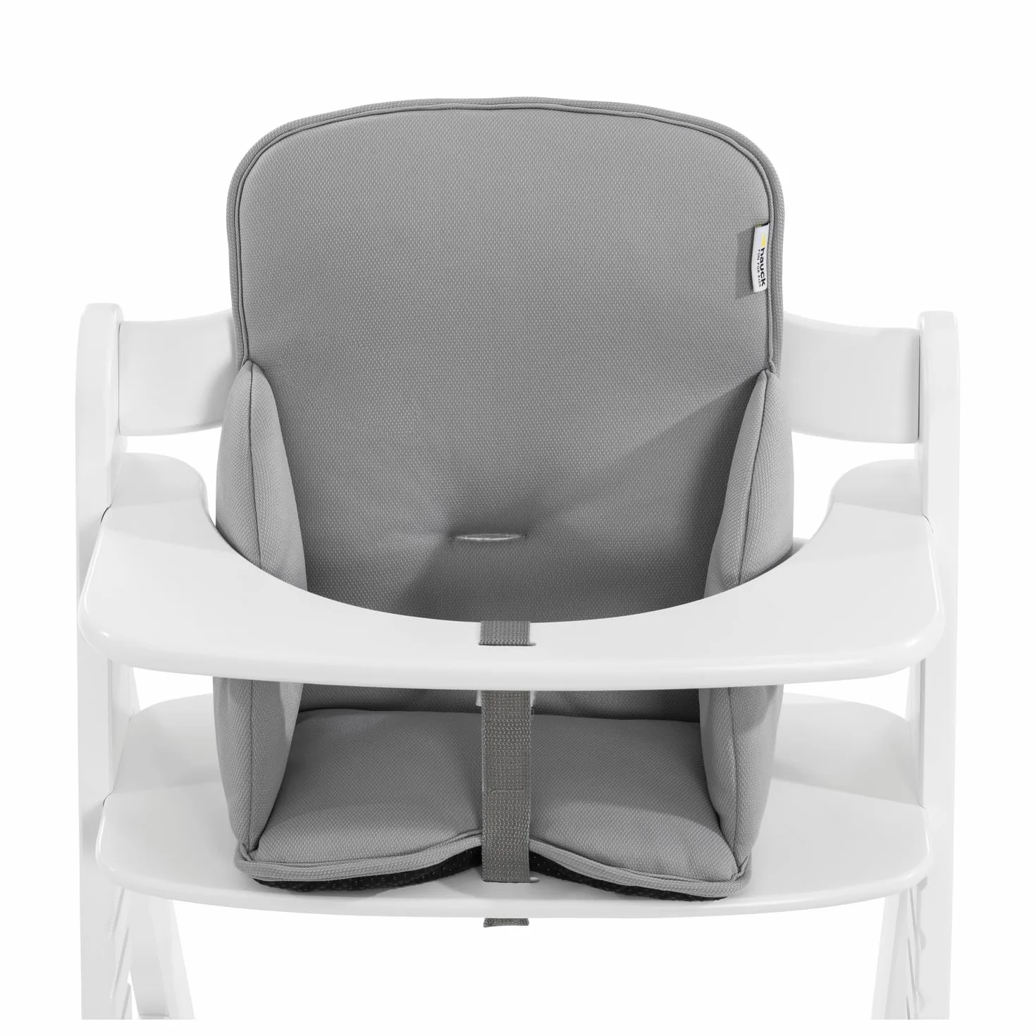 hauck Alpha Cosy, Gris - Reductor Acolchado para Tronas de Madera – Compatible con Alpha+, Beta+ y Arketa – Cojín con Respaldo Alto y Laterales Reforzados para Bebés de 6 a 36 Meses