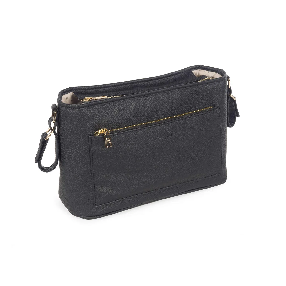 Pasito a Pasito. Bolso organizador para Carro de Bebé London. Bolsa Canastilla de polipiel. Práctico, elegante y espacioso para llevar lo necesario en el paseo. Color Negro.