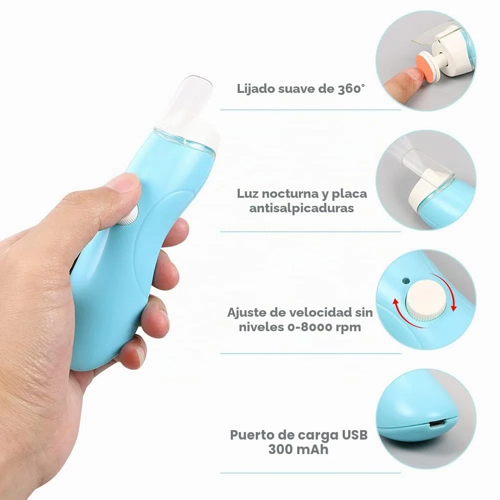 Vicloon Eléctrico Lima de Uñas del Bebé,14 en 1 Uñas Bebé Recién Nacido,Cortadora de Uñas Eléctrica para Bebés con Luz LED 9 Cabezales de Molienda Segura Recargable para Bebés, Niños Pequeños, Mujeres