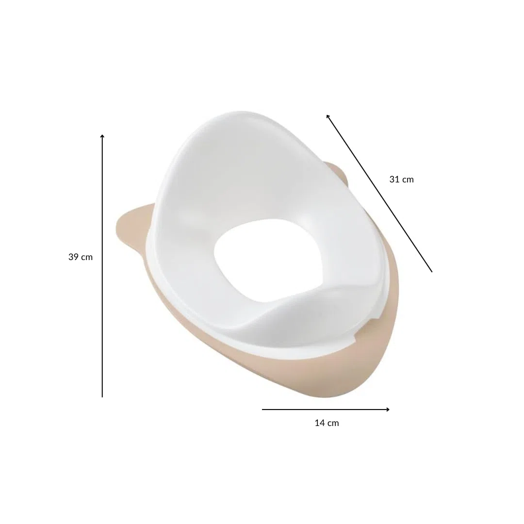 BÉABA, Reductor de Asiento de WC, Asiento Elevador para Niños Asiento de WC con Gancho de Fijación, Diseño Ergonómico Antideslizante, Fácil de Limpiar, Arcilla