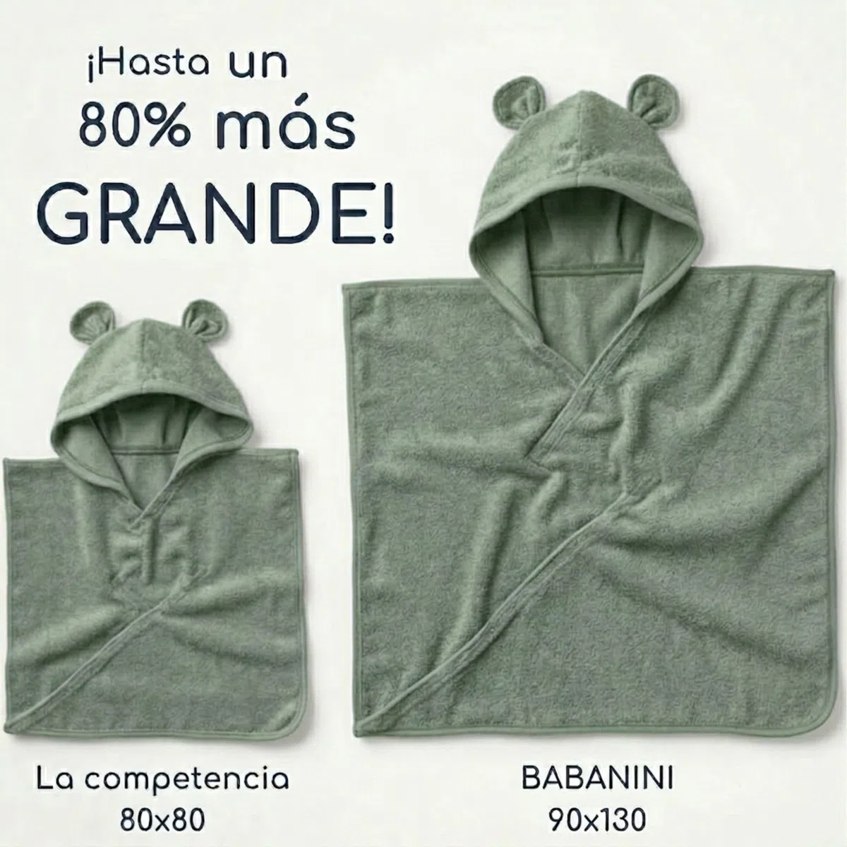 Toalla de Baño con Capucha para Bebé, Niño y Niña, Extra Grande 90x130cm, 100% Bambú 600GSM, Regalo Recién Nacido 0-10 años (Verde)