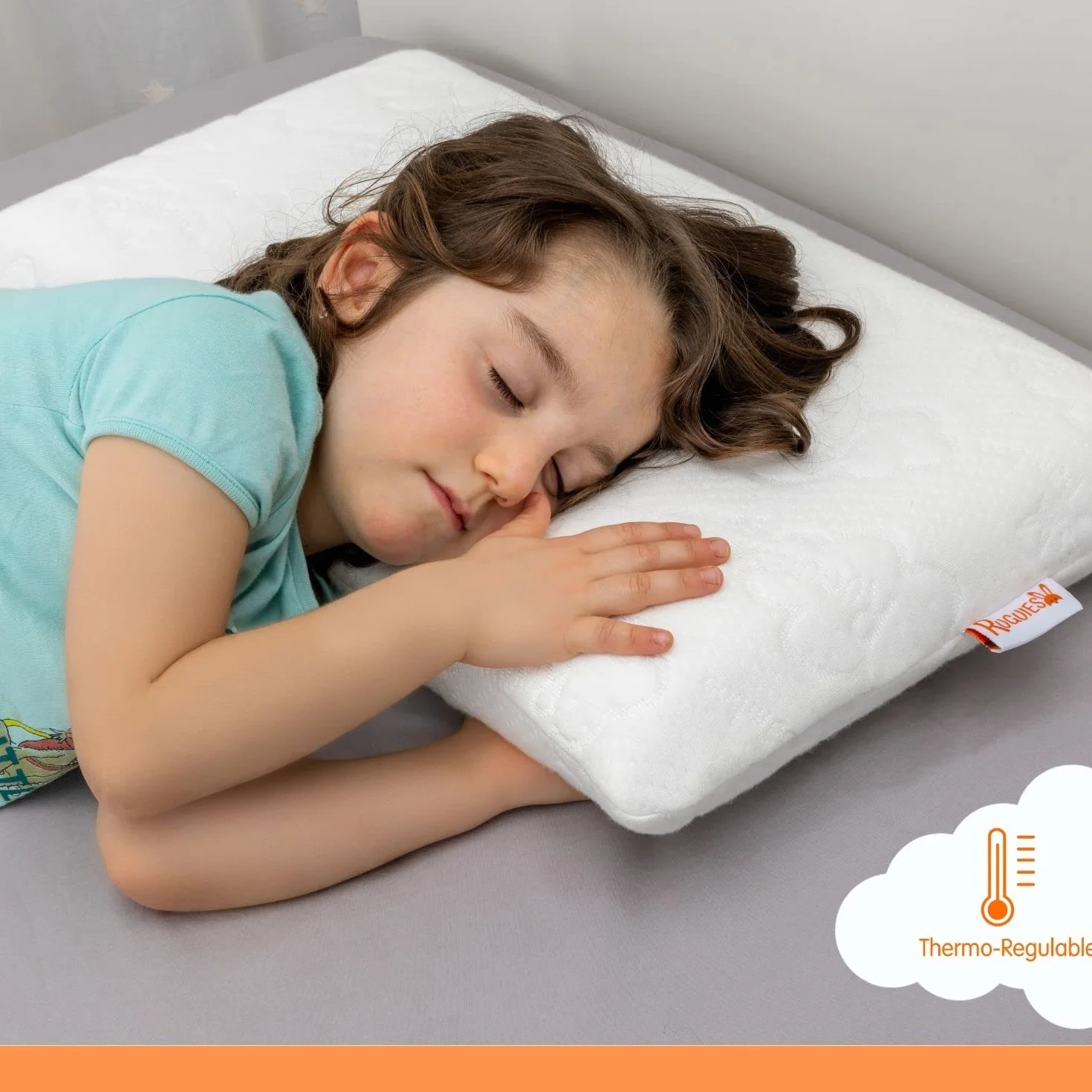 Bamboo-Almohada para Niños de Viscoelástica Transpirable-Cojín Infantil-Funda Lavable de Algodón Orgánico de Bambú-Oeko-Tex-De 1 a 10 años XL (58x32x7cm)-Bolsa Viaje Incluída.