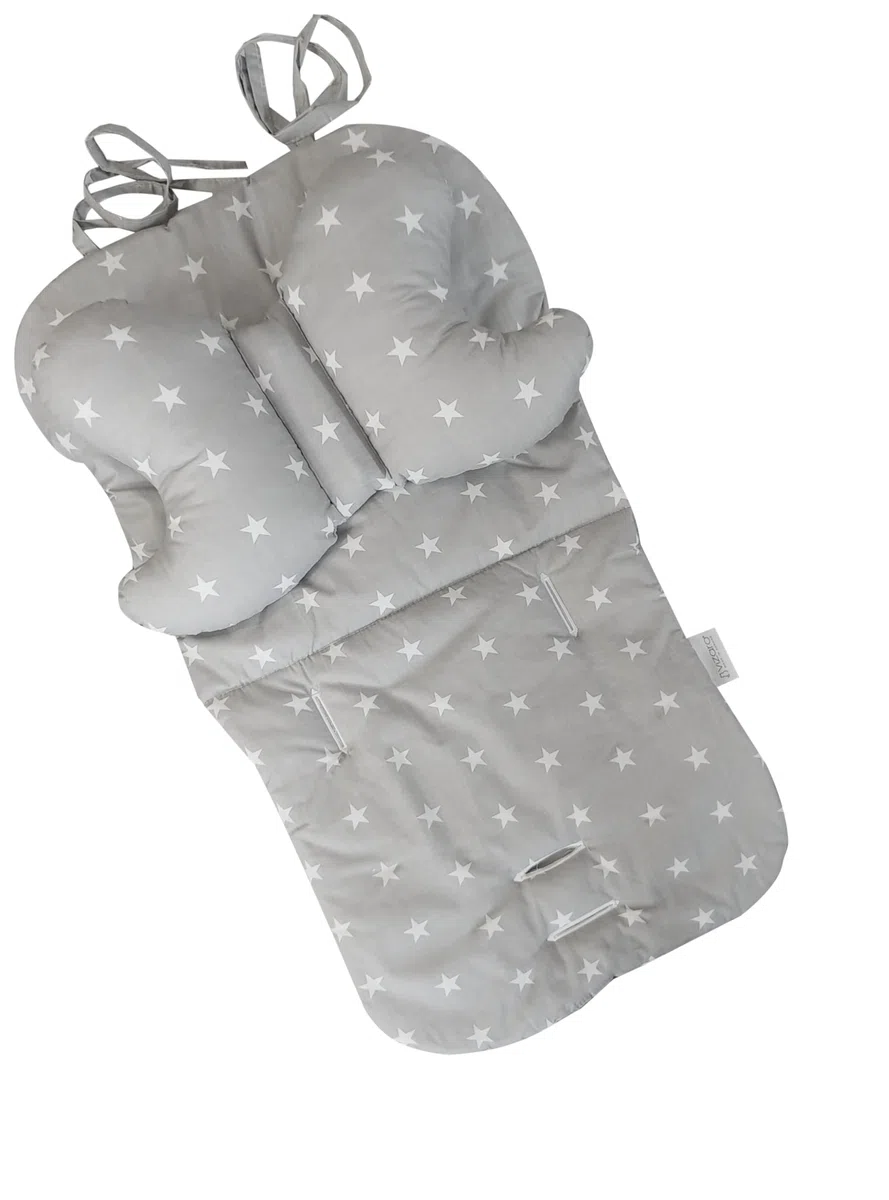 Vizaro - Colchoneta Universal Silla Paseo - Acolchada Fina con Reductor y Sujección para Cabeza Bebé -Reversible - 100% Algodón - Hecho UE, OekoTex