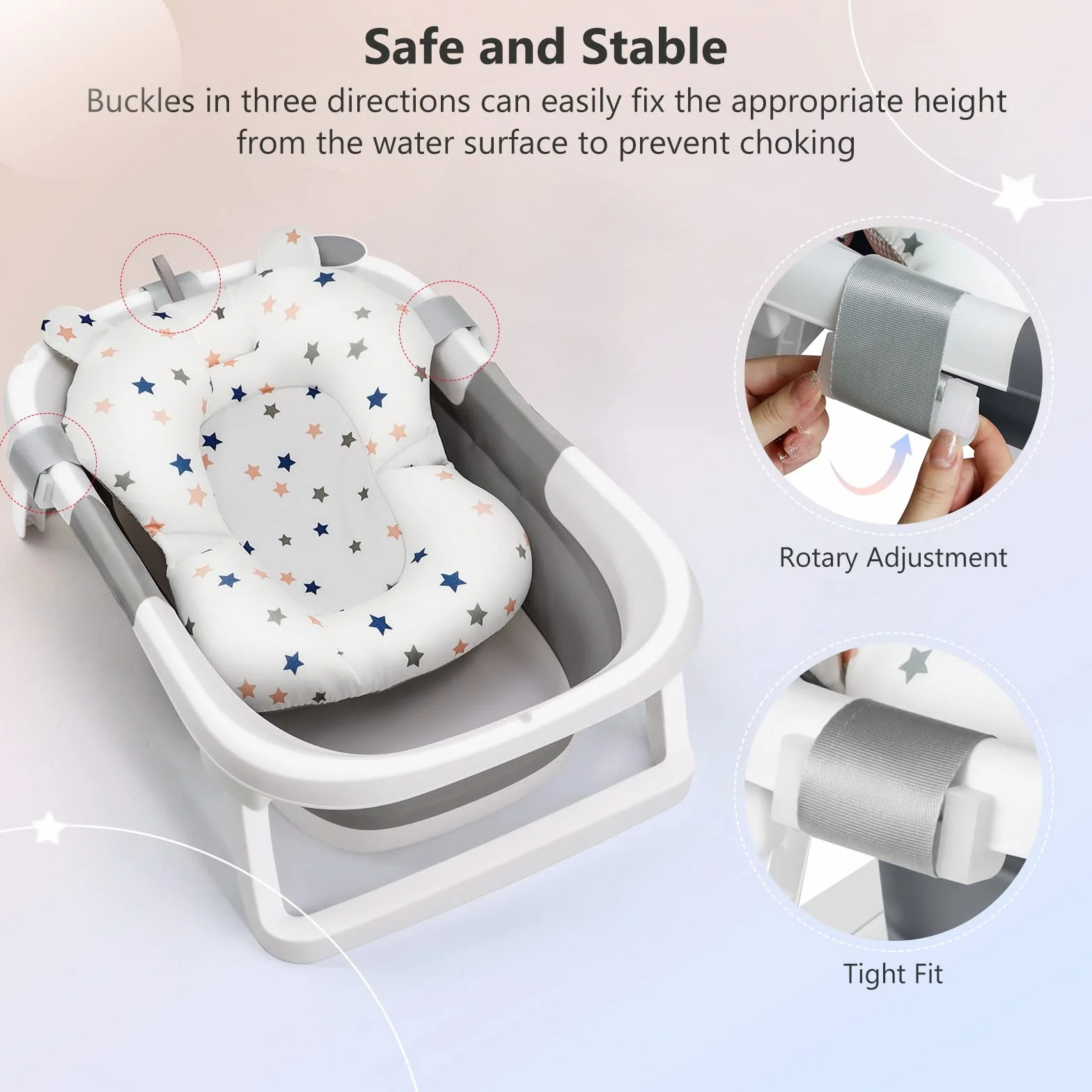 Cojin Bañera Bebe Asiento Baño Silla Recien Nacido Adaptador Hamaca Ducha Almohada Reductor Tina Almohadilla Malla Soporte Estrella