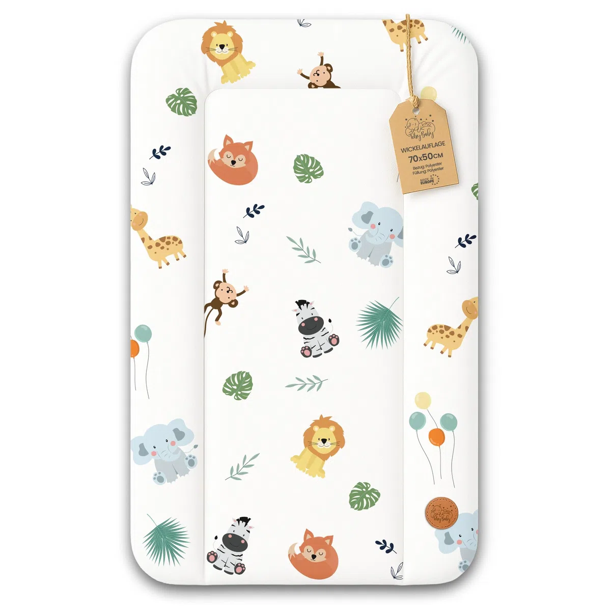 Cambiador bebe 70x50 cm - colchon impermeable portátil para comoda o lavadora cojin muda cómoda trocador fraldas colchón colchoneta fácil de limpiar Oeko-Tex Safari