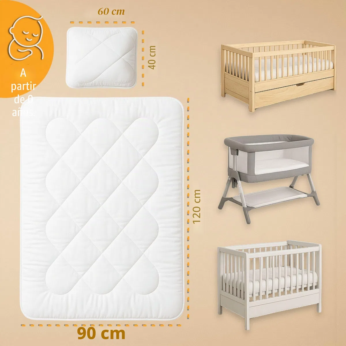 Totsy Baby Edredón Cuna 90x120 cm bebé - Relleno nórdico Suave y Transpirable Ideal para Cuna y Cama de bebé Apto para Todas Las Estaciones Certificado Oeko-Tex 90 x 120