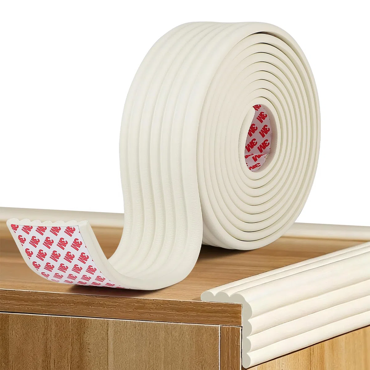 EFUTURETIME Protector de Bordes de Espuma Autoadhesivo 6M, 8 cm de Ancho y 0,8 cm de Alto, Protector de Esquinas para Muebles, DIY (Blanco cremoso)