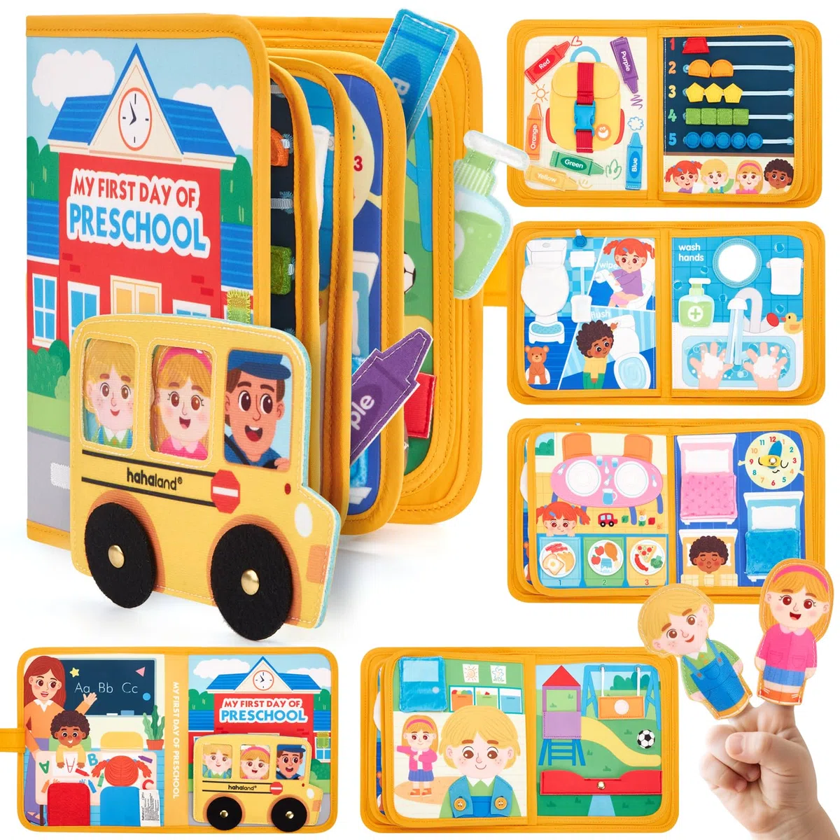 hahaland Busy Board Montessori 1 2 años – Libro Interactivo Juguetes Montessori Educativos Preescolar - Quiet Book Paneles Sensoriales Regalo para Niños 1 2 3 años