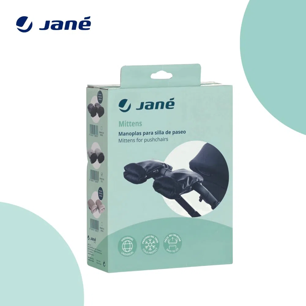 Jané Manoplas Carrito Bebé Invierno, Universales con Cremallera, Forro Polar Interior, Protección Frío y Viento, para Manillar Abierto y Cerrado, Gris