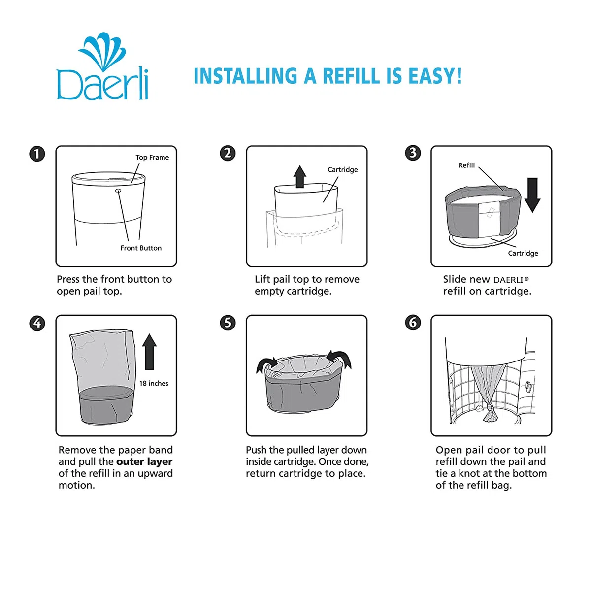 Bolsas de basura para desechar pañales, compatibles con todos los cubos de pañales Korbell Classic, cada paquete de 16 litros tiene capacidad para hasta 1980 pañales (paquete de 4)