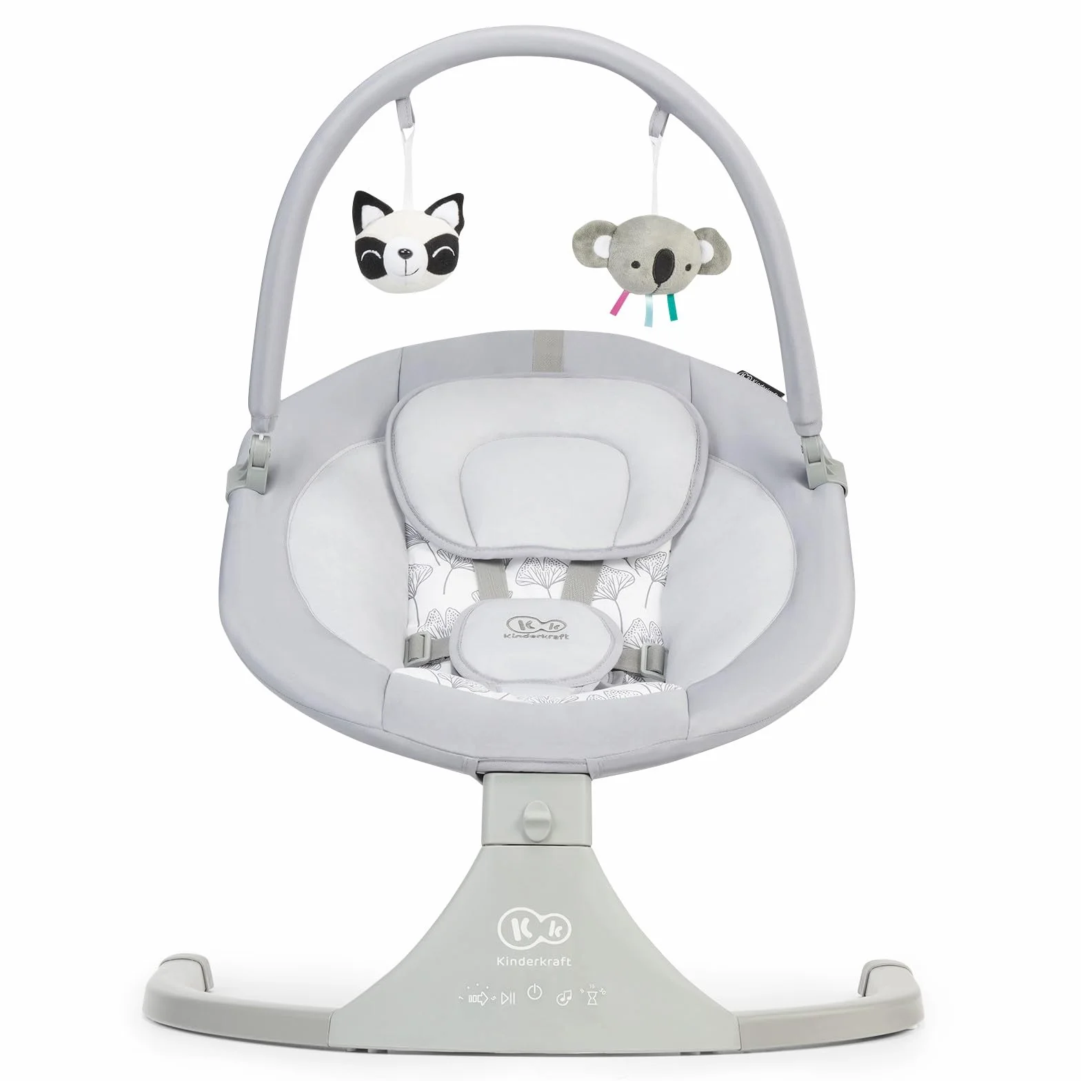 kk Kinderkraft Eléctrica Silla mecedora 2 en 1 LULI, Balancín, 5 Velocidades de mecer, 12 Melodías, Gris