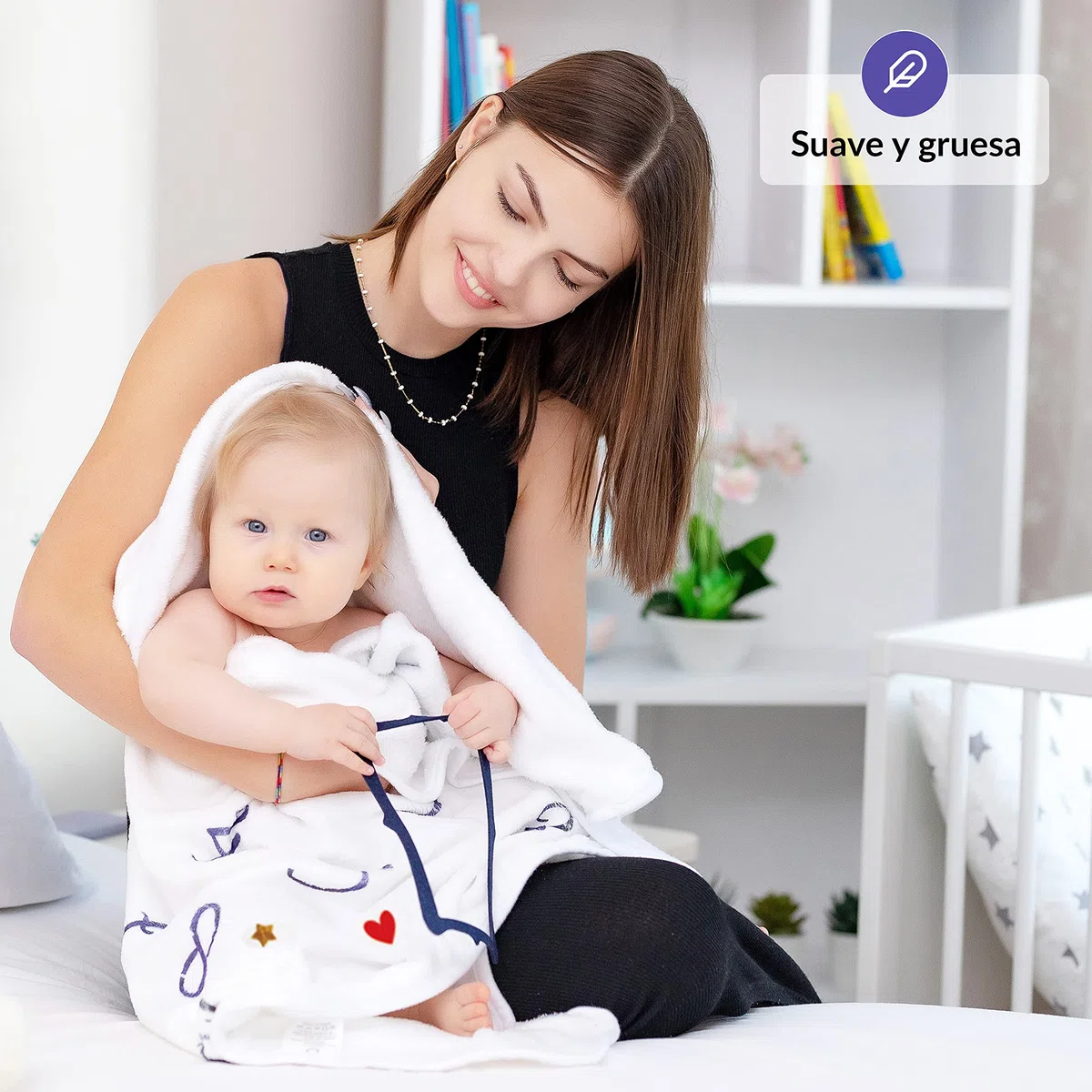 Manta Meses Bebé en Español | Manta Bebe Personalizada, Unisex | Regalo Personalizado De Nacimiento Para Nuevas Mamás | Temática Luna | Suave y Gruesa | Manta Mensual Bebe | Incluye Marcos