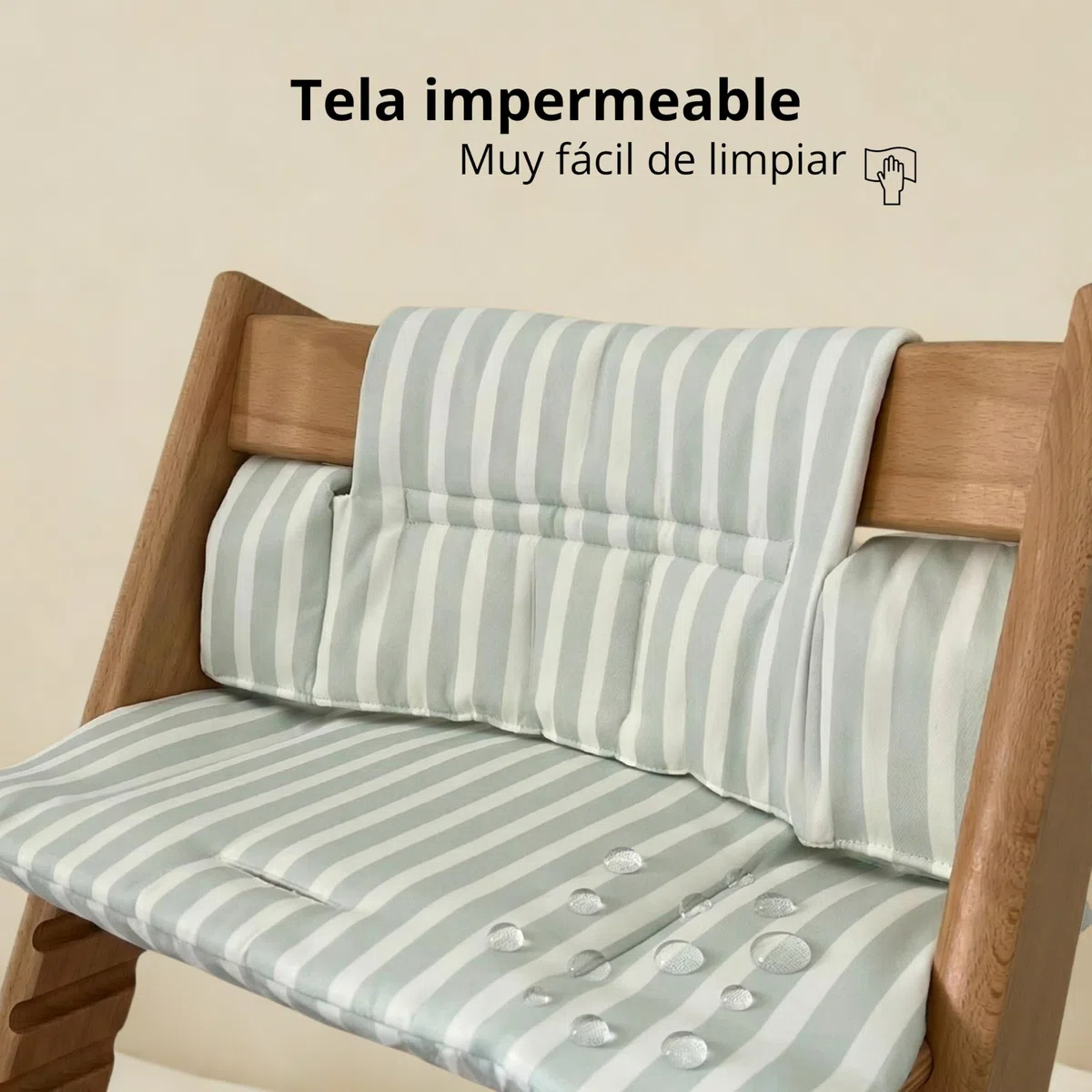 Cojin Trona Bebé Compatible con la Trona Stokke Tripp Trapp Acolchado Impermeable Lavable Funda Antideslizante (Menta)