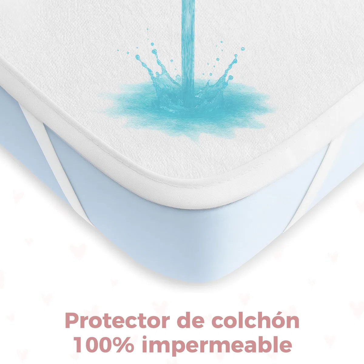 Dreamzie 2 Sabanas Minicuna + 1 Protector Colchón Cuna Impermeable Bebe⎥100% Algodón para Cuna, Moisés - 50x83 cm Estampado Heart