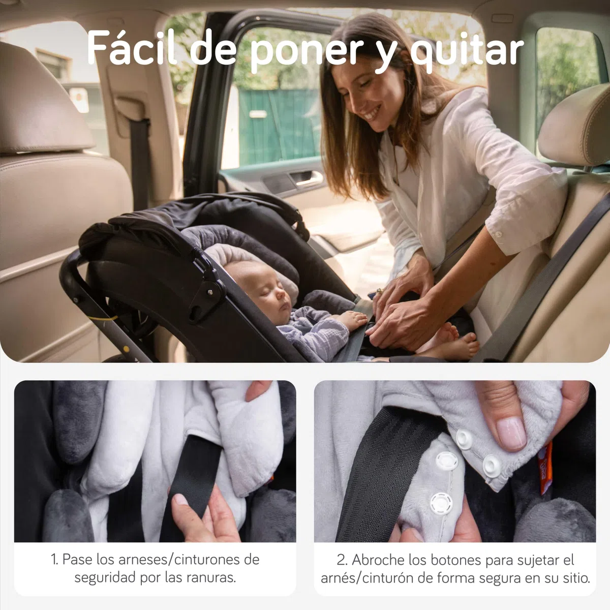 Baby Uma Cojin Reductor Silla Coche Bebe 2 en 1 (0-12 Meses) - Reductor Carro Bebe Ultrasuave y Universal - Cojin y Sujeta Cabeza Silla Coche Lavable a Máquina