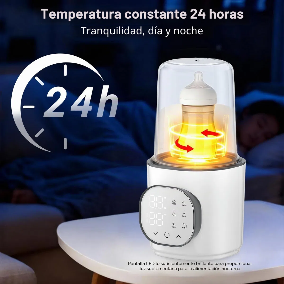 Calentador de biberones para bebé con cable con control preciso de la temperatura, calentador de biberones 9 en 1 con calentamiento rápido, apagado automático y compatibilidad universal con biberones