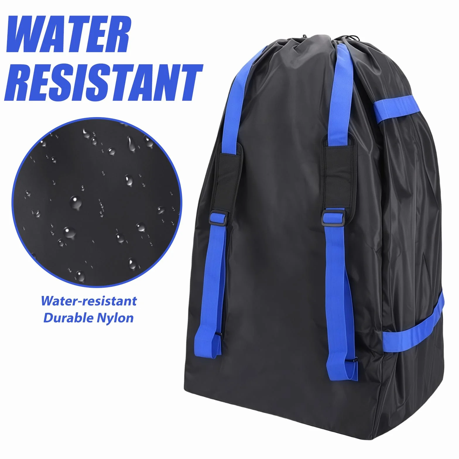 Bolsa de transporte para asiento infantil, bolsa de viaje para viajes en avión, bolsa de transporte para silla de paseo, para cochecito, silla de paseo, 85 x 45 x 45 cm, color negro y azul
