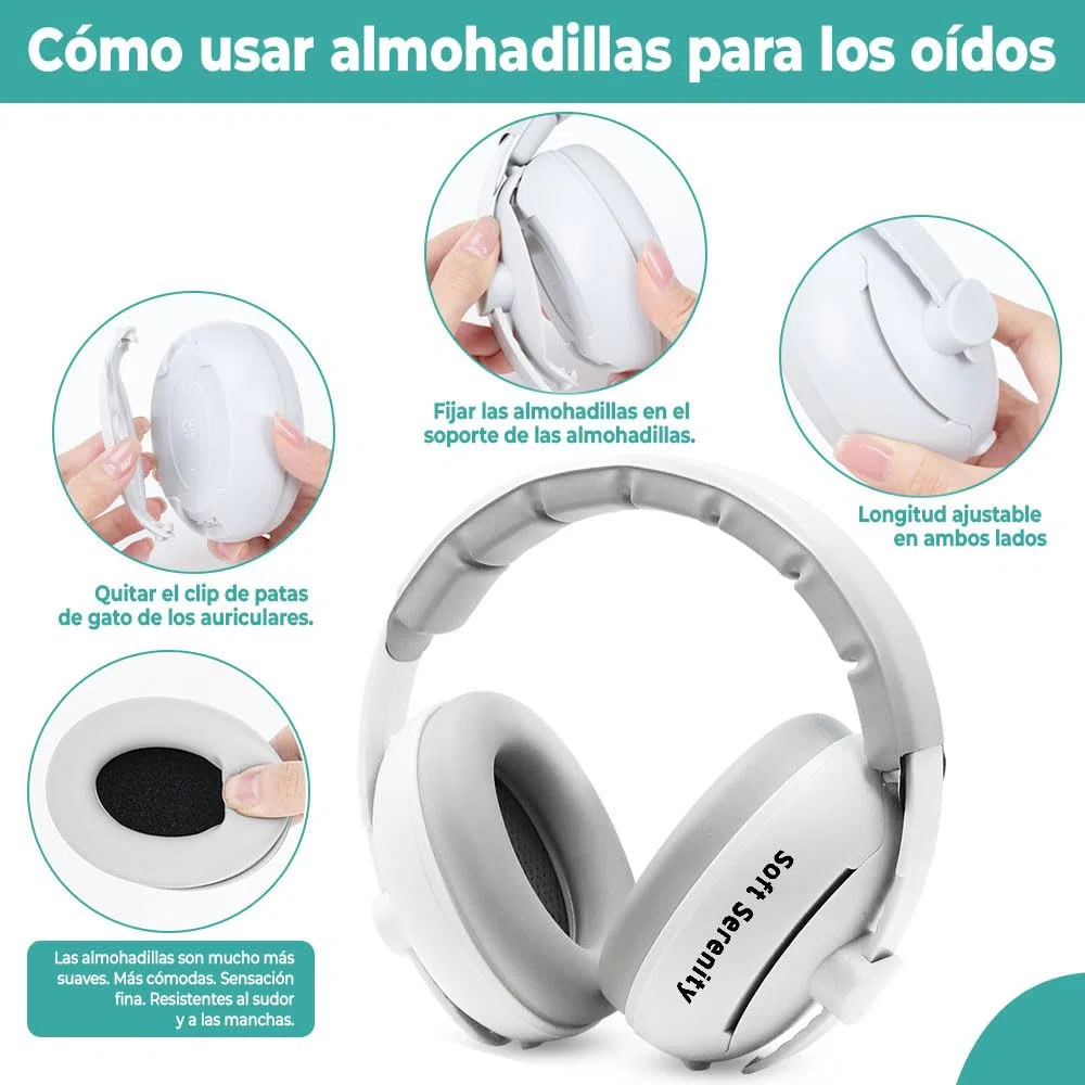 Casco antiruido para bebé 2 en 1 con funda de transporte, protección auditiva para bebés, casco de avión y niños de hasta 4 años, perfecto para dormir, viajes y festivales, certificado