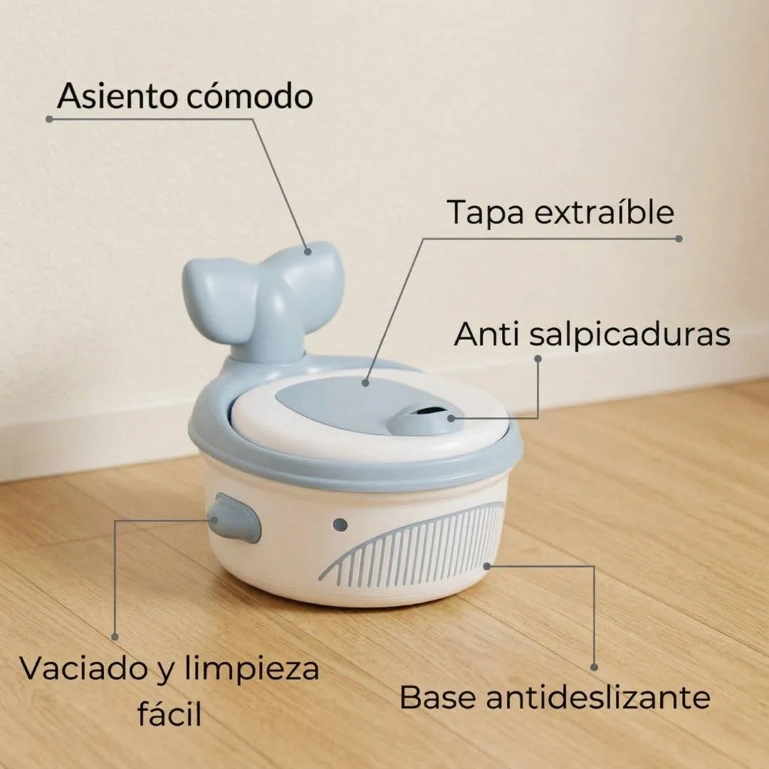 Orinal Infantil 3 en 1 | Tapa Extraíble con Reductor WC y Escalón | Asiento Acolchado | Antideslizante | Protección Antisalpicaduras | Retrete Portátil Bebé | Fácil de Limpiar y Guardar