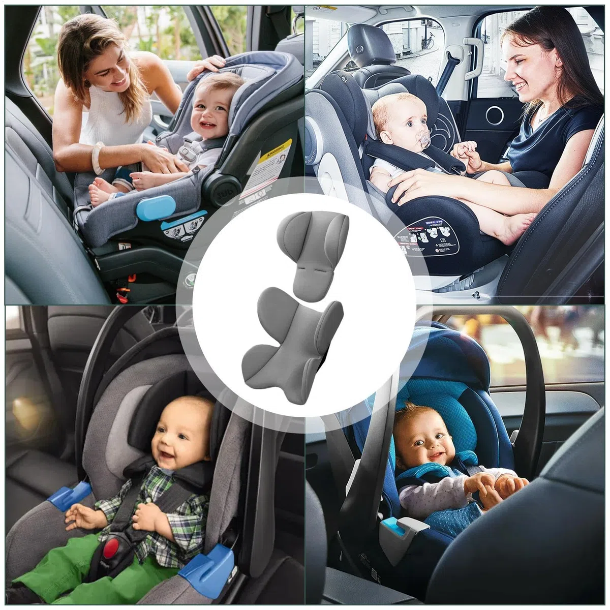 Inserto para asiento de coche de bebé, cojín de cochecito de bebé, almohadillas para asiento de cabeza, cuello, reposacabezas de apoyo corporal, soporte para cabeza y cuerpo para