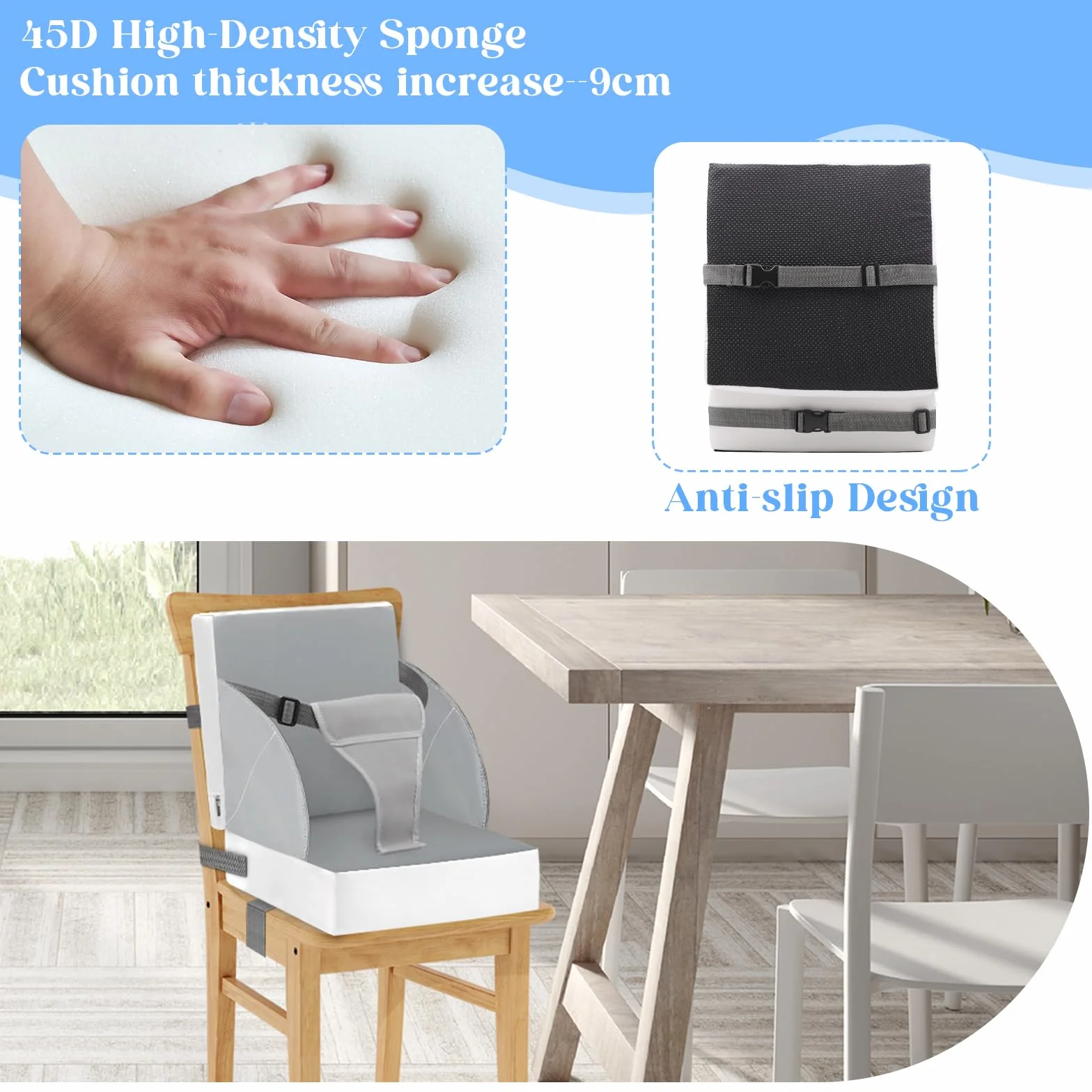 Alzador Silla para Niños Comer, PU Impermeable Fuerte Soporte Portátil Asiento Elevador para las Comidas de los Niños Pequeños, Fácil de limpiar Cojín del Asiento Elevador