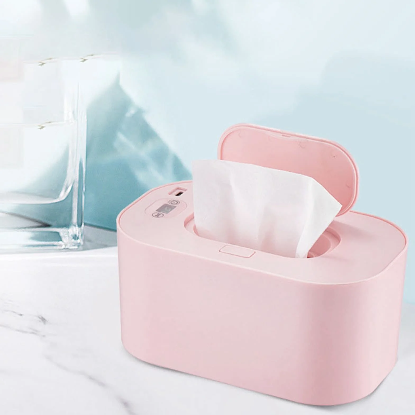 Calentador De Toallitas Húmedas Temperatura Ajustable Calentador De Toallitas Con Temperatura Constante Para El Hogar (Rosa)