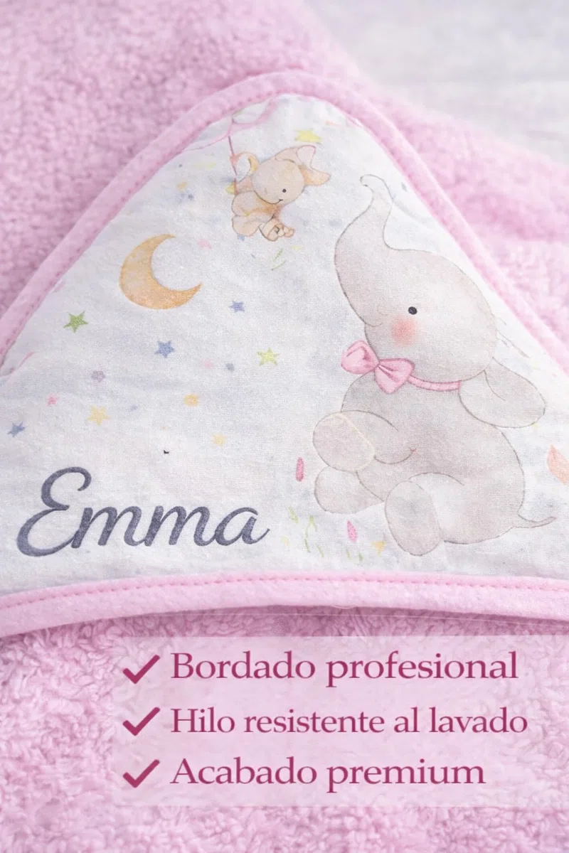 Capa de Baño para Bebe Personalizada 0 a 3 Años Toalla Recien Nacido 100% Algodon con Capucha Personalizada Comoda Suave para Cuidado de la Piel para Piscina Rosa + Regalo Baby Shower Niña/o