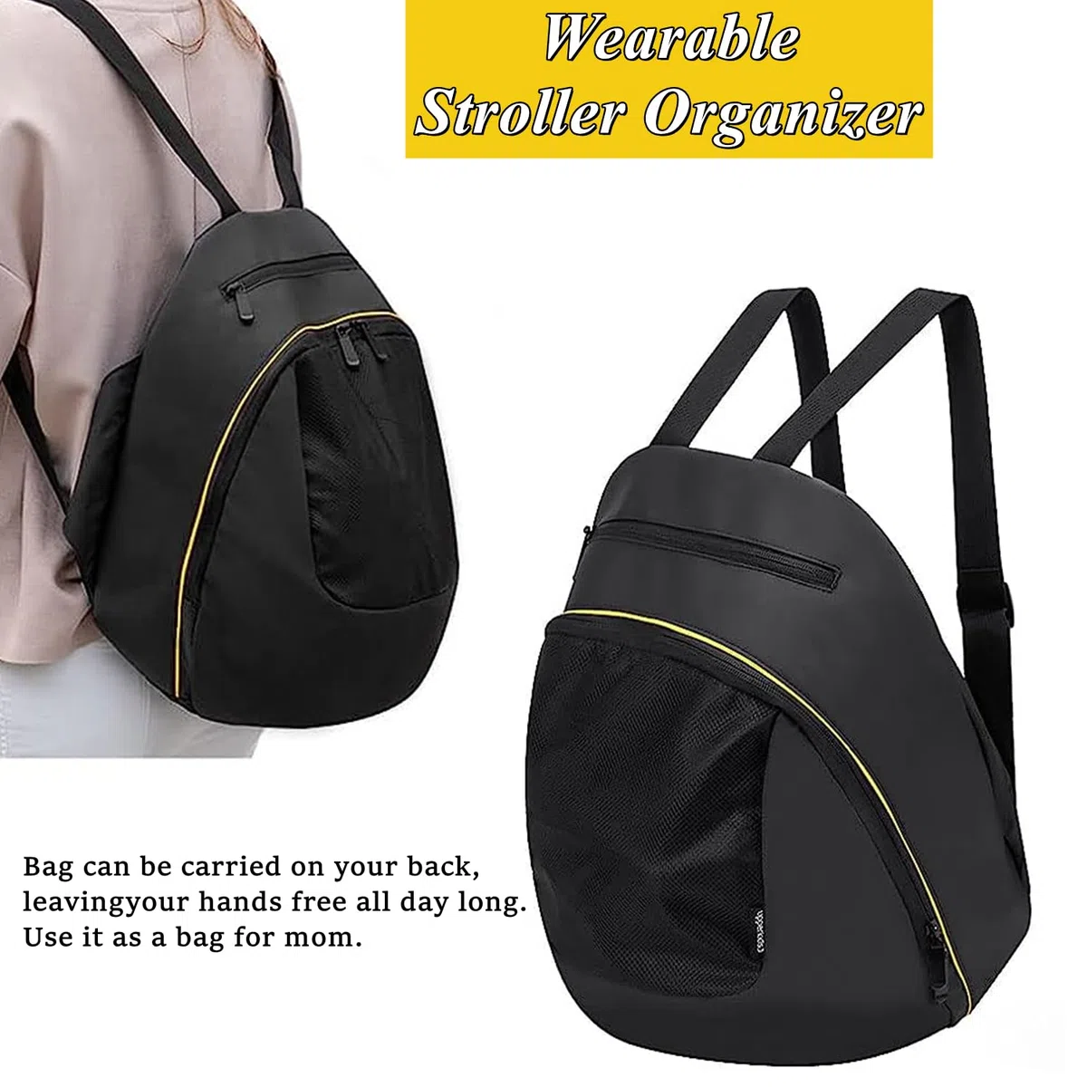 Bolsa de almacenamiento con clip compatible con cochecito Doona y asiento de coche, bolsa de pañales de gran capacidad con cremallera antideslizante, bolsa organizadora de cochecito, mochila