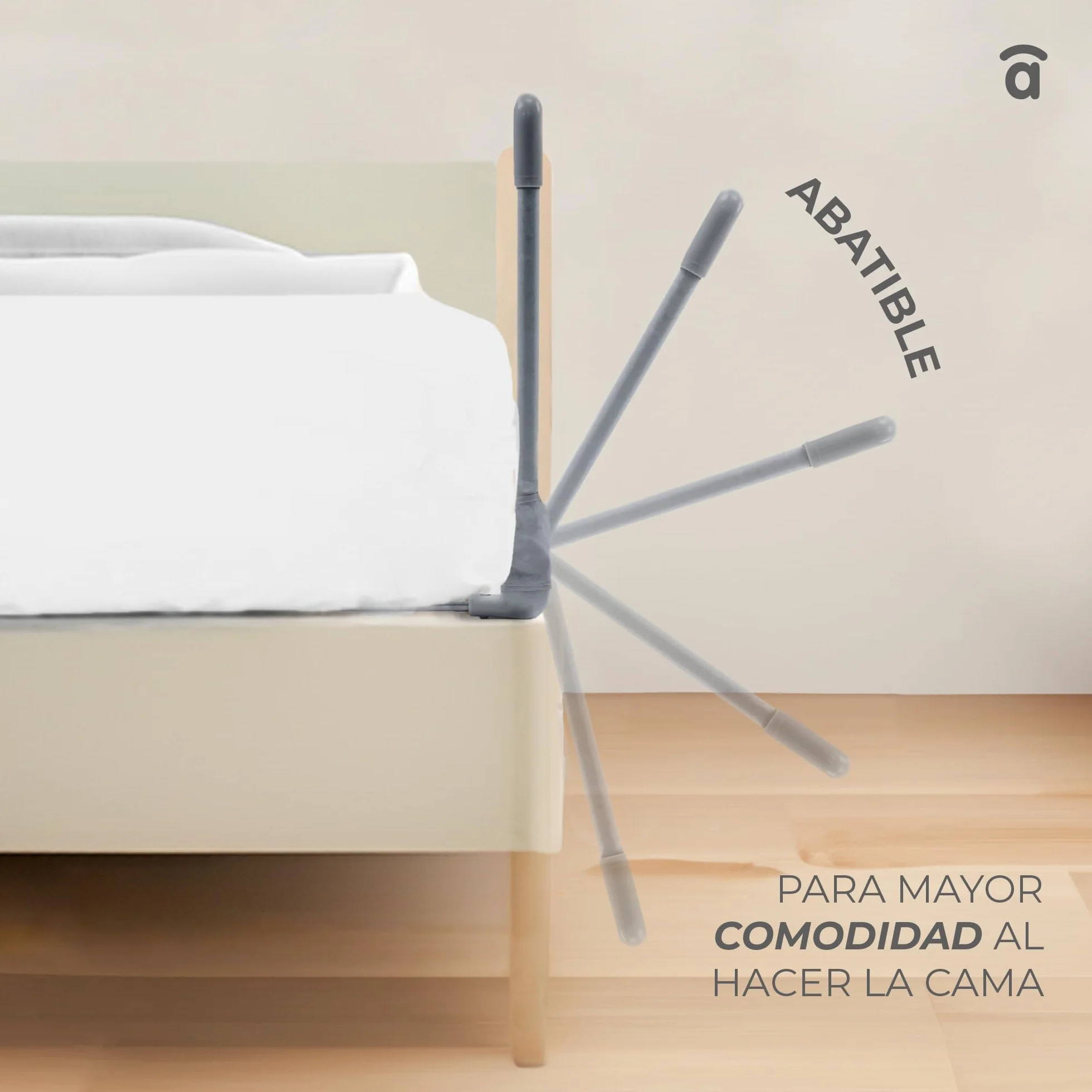 Asalvo Barrera de Cama Protección Anticaídas, Barandilla Plegable y Portátil, Fácil Montaje, Diseño Seguro y Compacto – Barrera de Seguridad 90CM Gris