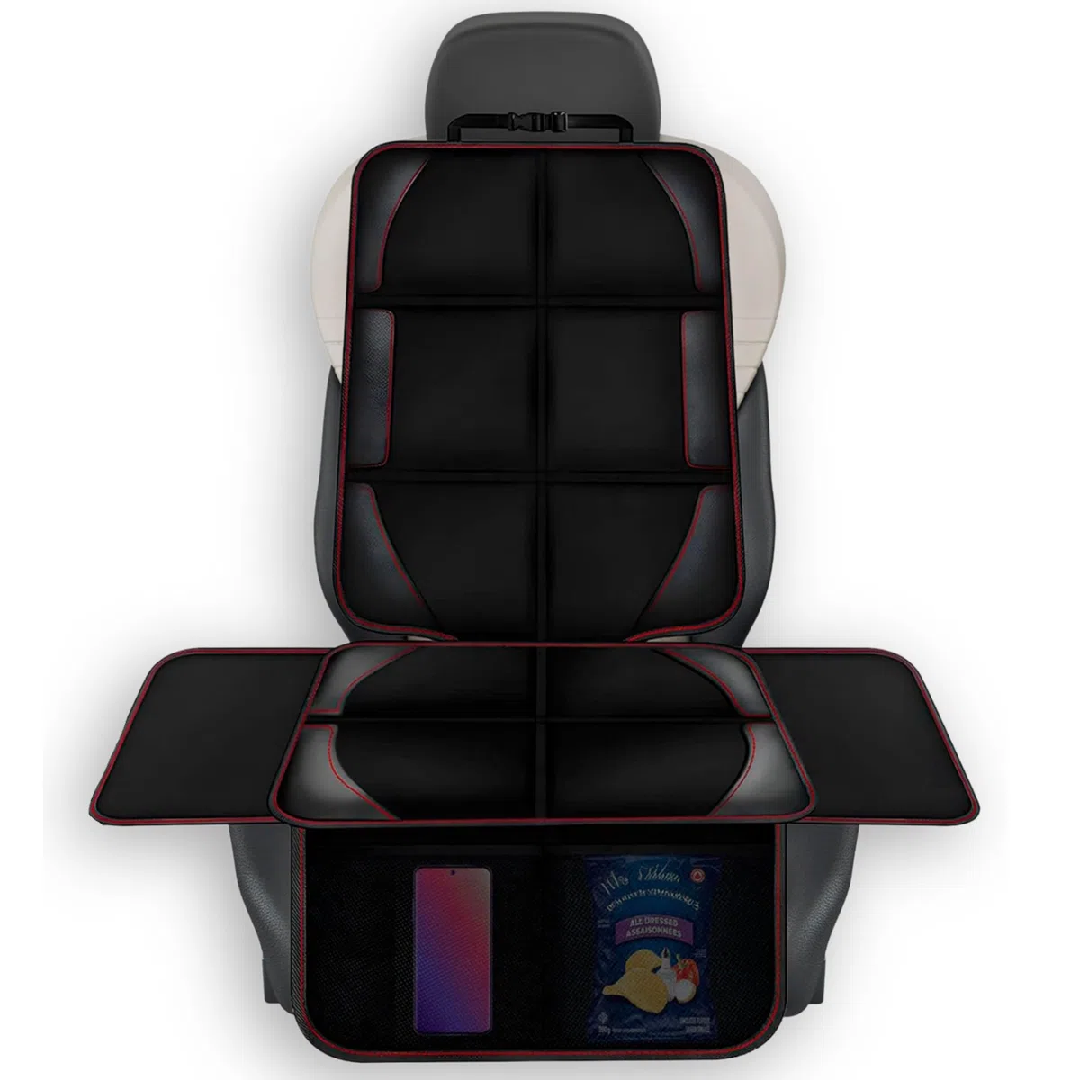 Protector Asiento Coche Silla Bebe Compatible con ISOFIX (1 Ud) | 3 Compartimentos y 6 Bolsillos │ Asas Reforzadas │ Tamaño Adecuado para Coche, SUV o Furgoneta │ Mantén el Maletero Ordenado