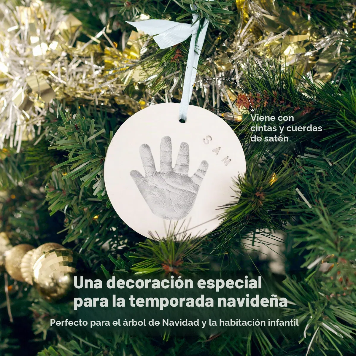 Set De Recuerdo De Adorno Para Bebé - Adorno Con Estampado De Bebé Para Recién - Set Arte Para Guardería De Bebé (Silver Paint)