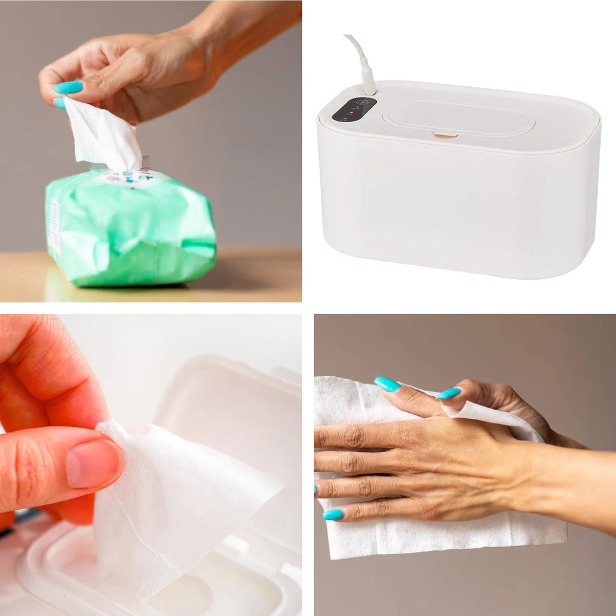 Calentador de toallitas para bebé, dispensador de toallitas calentadas, contenedor de Carga USB, Caja de toallitas húmedas con Pantalla de Temperatura para el Cuidado, guardería, hogar, al Aire Libre