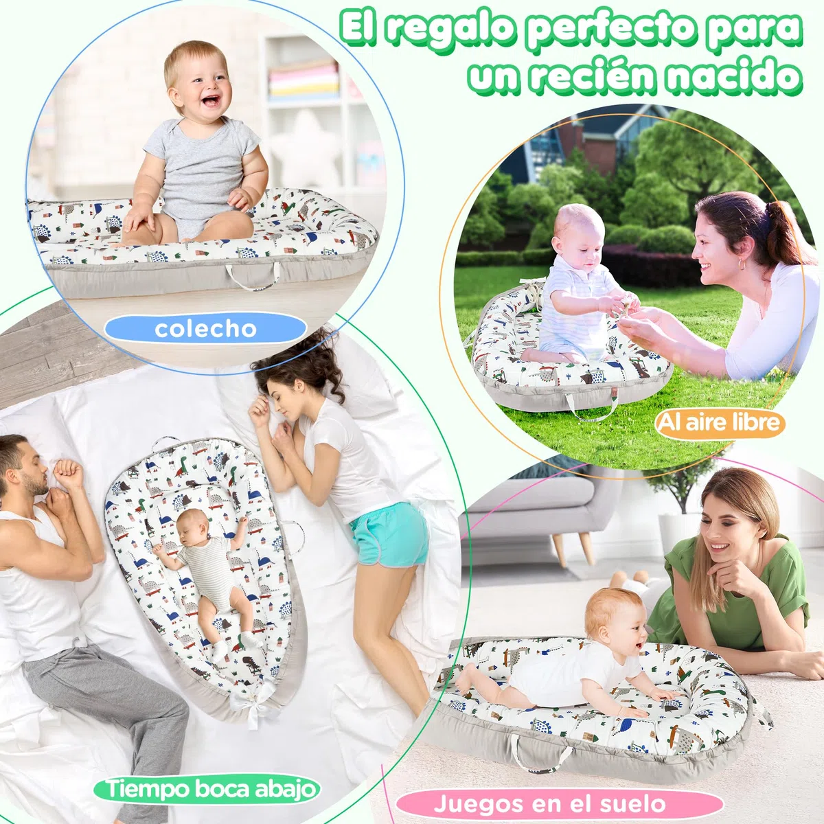 URMYWO Nido de Bebé nido bebe recien nacido Nido de Colecho para Bebe Reductor de Cuna algodón 90 x 50 cm