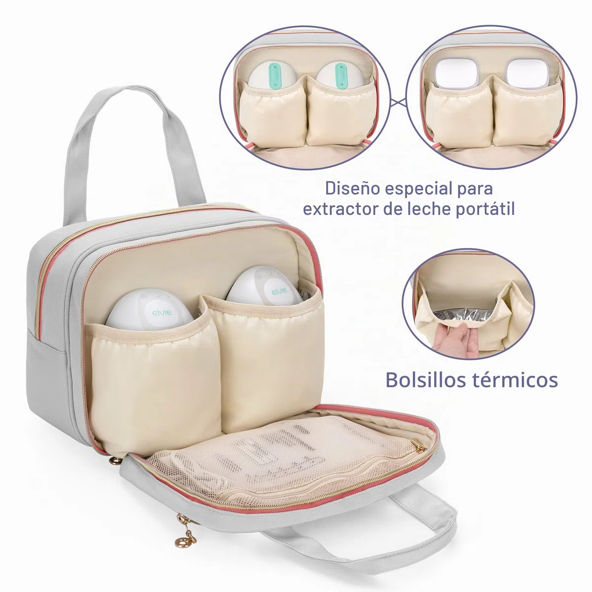 Damero Bolsa de Extractor de Leche portátil Compatible con Extractor de Leche Elvie y Willow, Bolsa de Transporte con Bolsa de Hielo para Extractor de Leche portátil