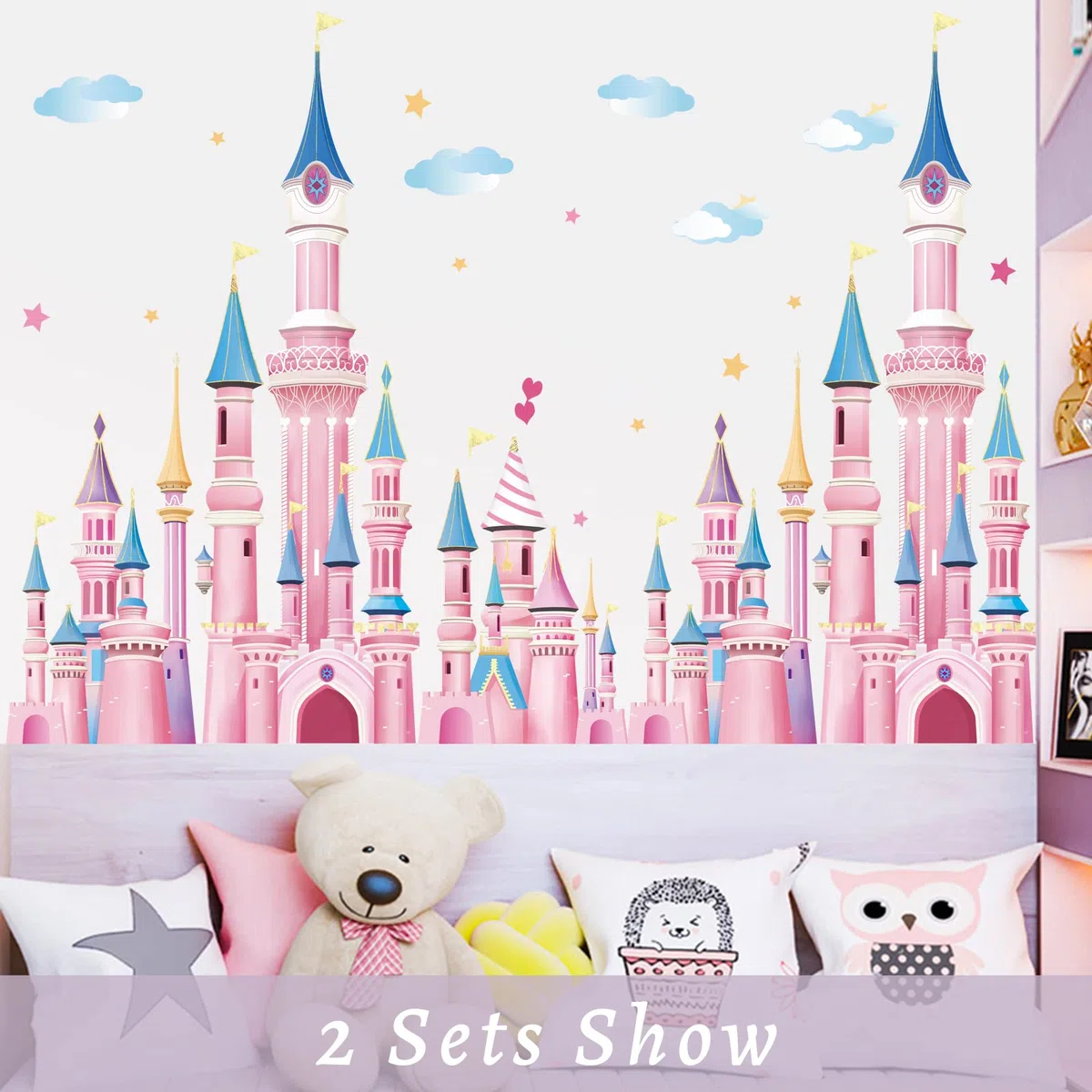 wondever Pegatinas de Pared Castillo de Hada Adhesivos Pared Decorativos Niña Vinilos Pared para Habitación Infantiles Dormitorio Salón