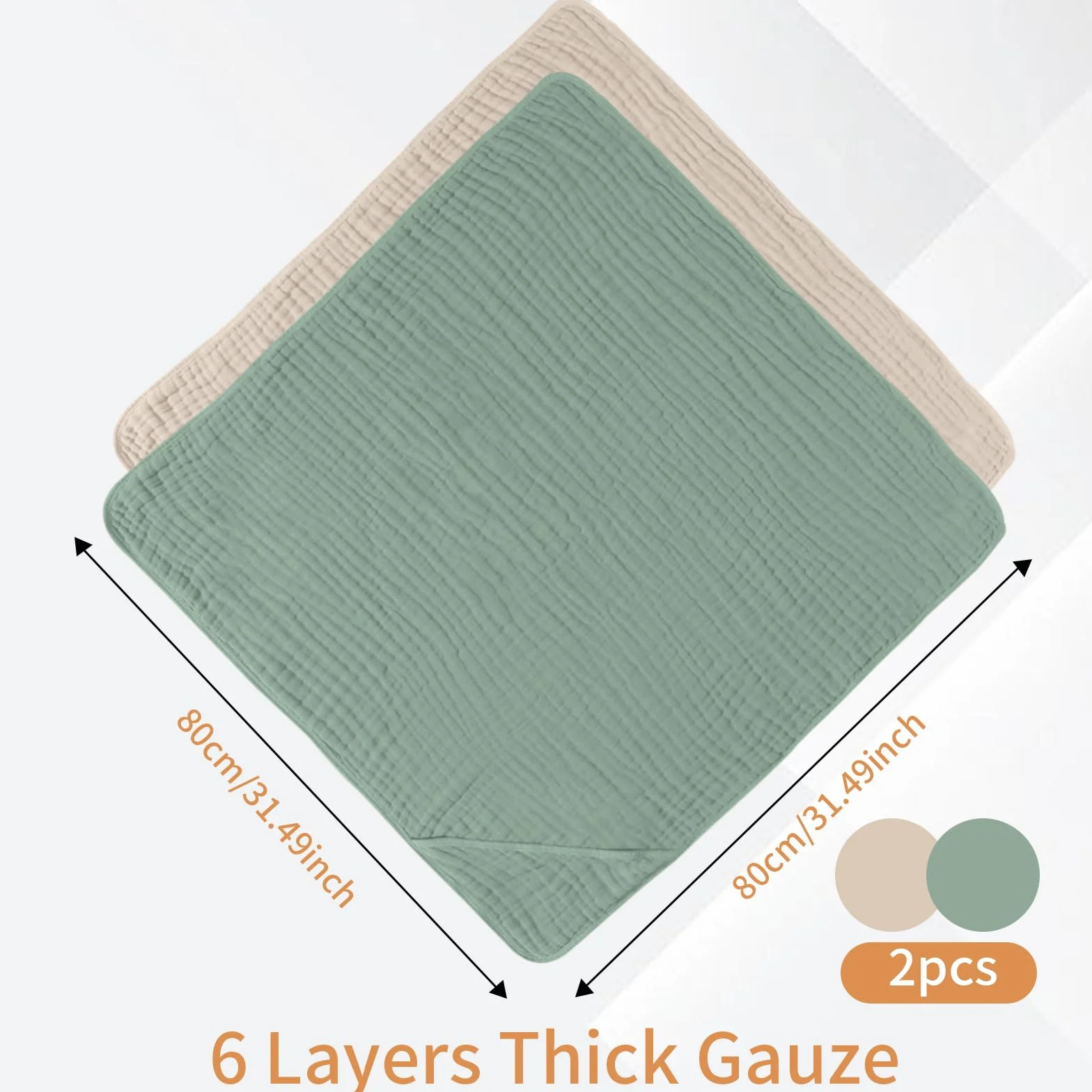 2pcs Toalla de Baño con Capucha Bebe 80x80 cm Capa de Baño Bebe Algodon Muselina Suave y Absorbente Transpirable Albornoz de Algodón para Bebé Regalo para Bebes Recien Nacido Niños