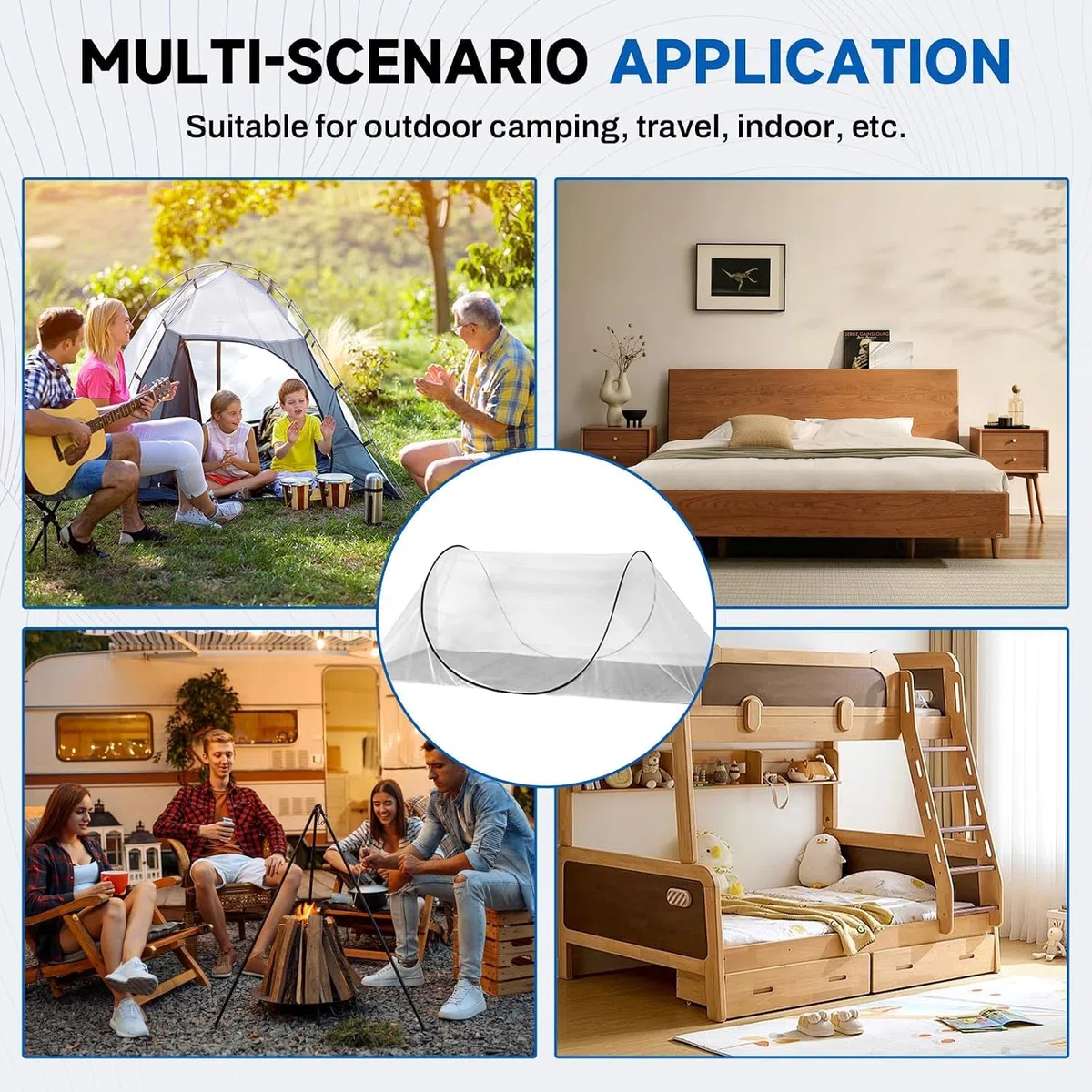 Mosquitera Plegable, Mosquitera para Cama Pop Up Portátil No Requiere Instalación Mosquitera Cama Ultraligera para Viaje con Cremallera para Camping, Familiar, Dormitorio